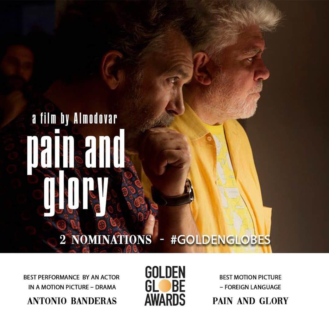 アントニオ・バンデラスさんのインスタグラム写真 - (アントニオ・バンデラスInstagram)「It is an honor to be nominated as Best Actor in Motion Picture (Drama) and "Pain And Glory" as Best Foreign Language Film Picture at #goldenglobes2020. Thank you! _____ #PainAndGlory @eldeseo_ @sonyclassics @goldenglobes」12月10日 0時29分 - antoniobanderas