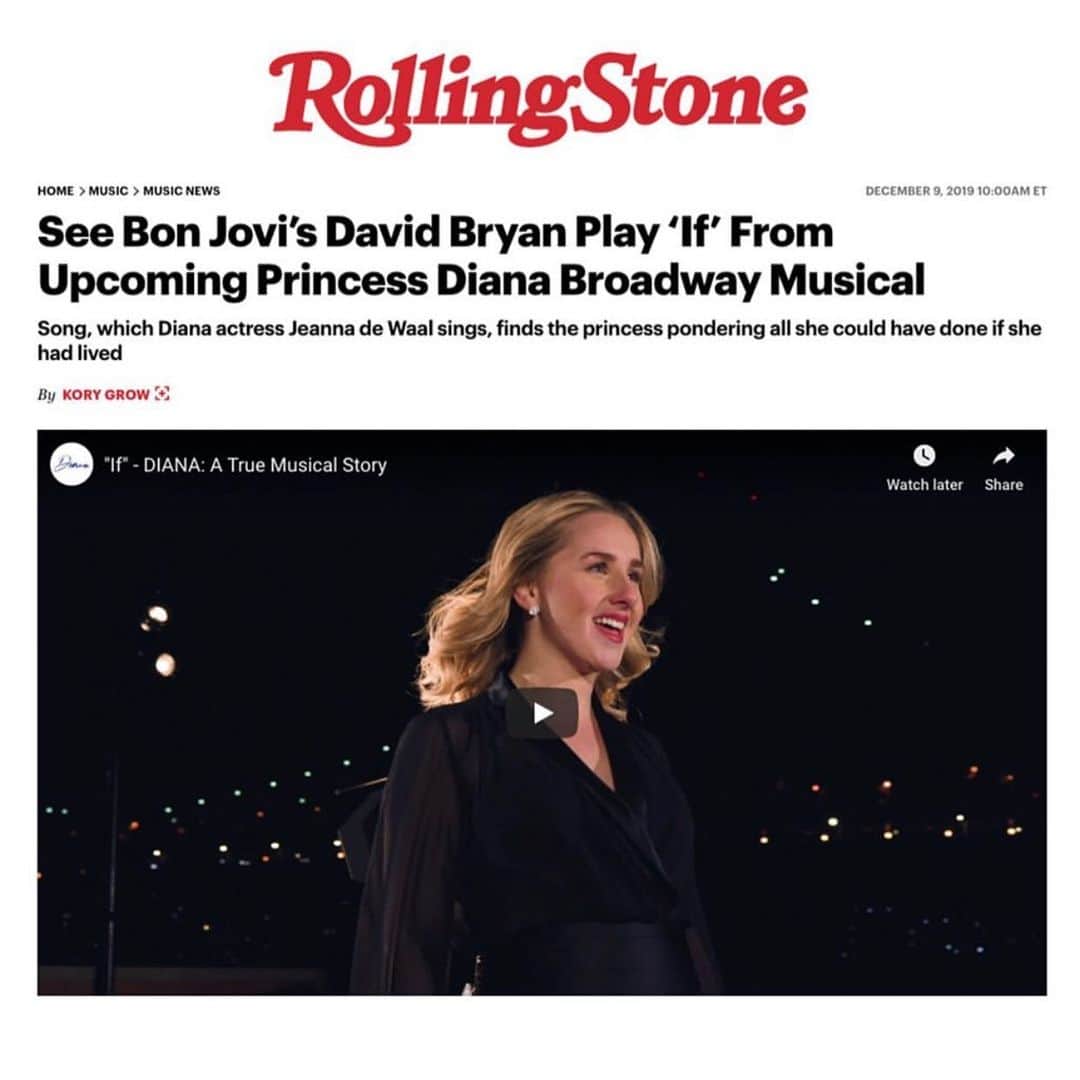 デヴィッド・ブライアンさんのインスタグラム写真 - (デヴィッド・ブライアンInstagram)「Check it out. Link in bio at @dianaonbroadway!  Thanks @rollingstone 🎹」12月10日 0時36分 - davidbryanmusic