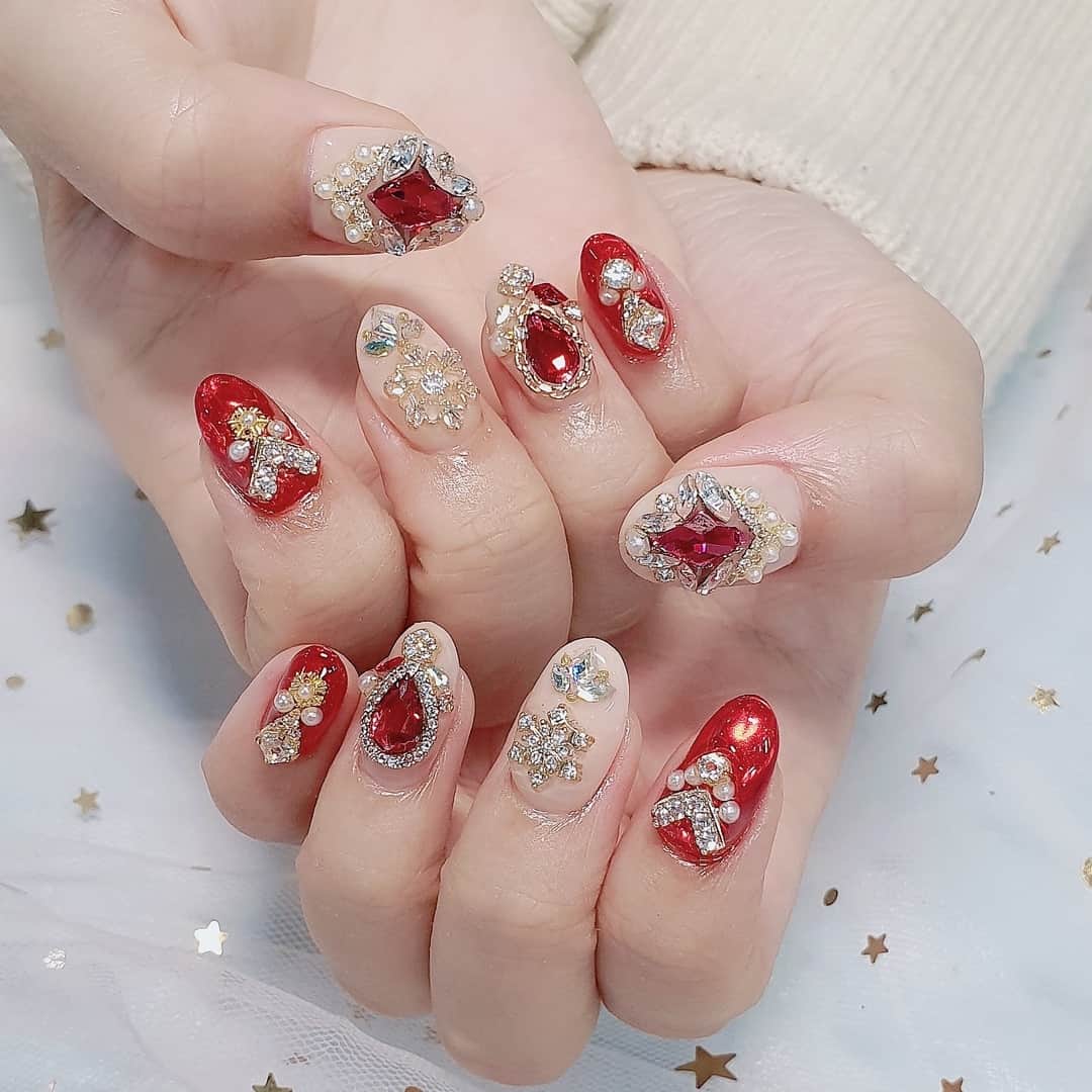 会社員j 会社員aちゃん さんのインスタグラム写真 会社員j 会社員aちゃん Instagram みんなのオススメが1番多かった この クリスマス ぽいデザインにしました コメントしてくれたみんなありがとう 韓国ネイル 韓国ネイルサロン