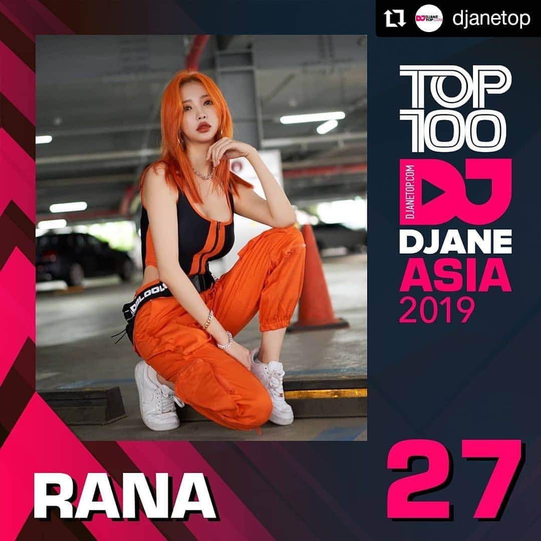 ラナのインスタグラム：「Thanks to support me😊🙏❤ #Repost @djanetop TOP 100 Asia Djanes by @djanetop  #27 @djrana.official from South Korea」