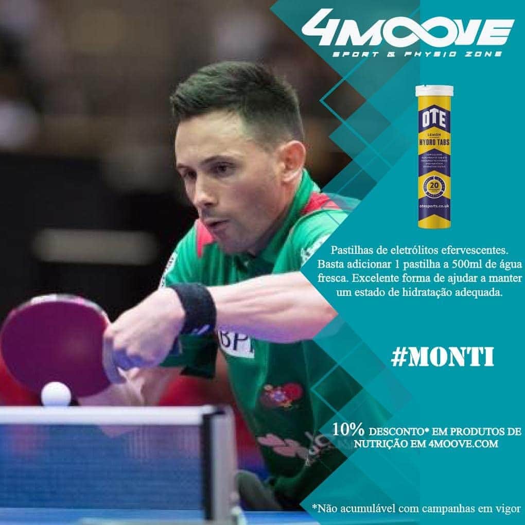 ジョアン・モンテイロのインスタグラム：「E porque a hidratação é das coisas mais importantes no desporto, apresento-vos estas pastilhas efervescentes da @otesportsgb com os melhores eletrólitos de forma a manterem a hidratação do corpo e ajudar na vossa performance.  Podem comprar todos os produtos para o vosso treino ou competição no site da @4moove e utilizando o código #MONTI têm 10% desconto na vossa compra 👌🏻🔝 #4moove#sportsnutrition#monti」