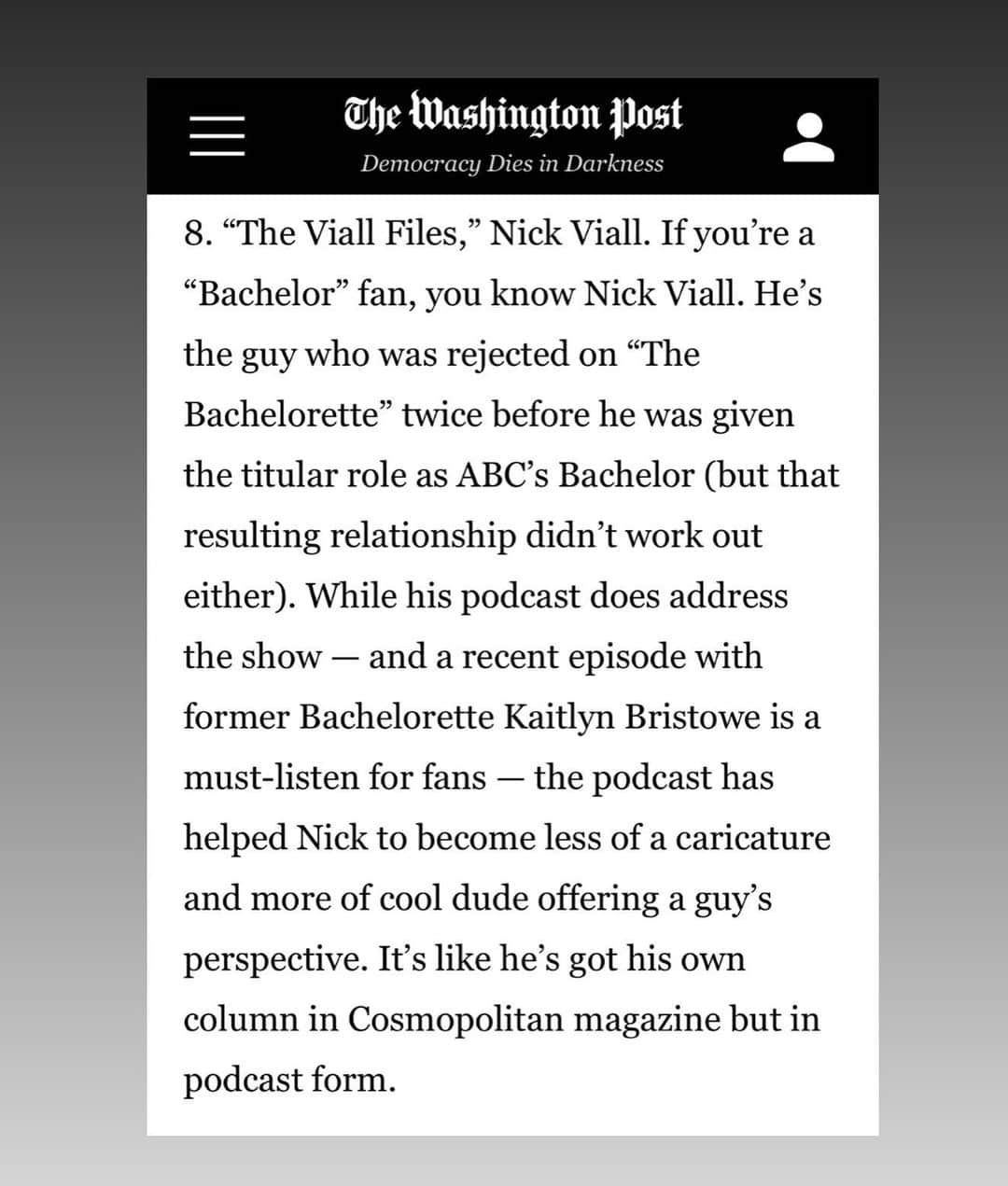 ニック・ビオールのインスタグラム：「I’m not even going to pretend I’m not very proud of this. Thank you @apnews for selecting @viallfiles as one of your top podcast in 2019!  Thank you all who listened, followed, and supported. We will try not suck in 2020!」