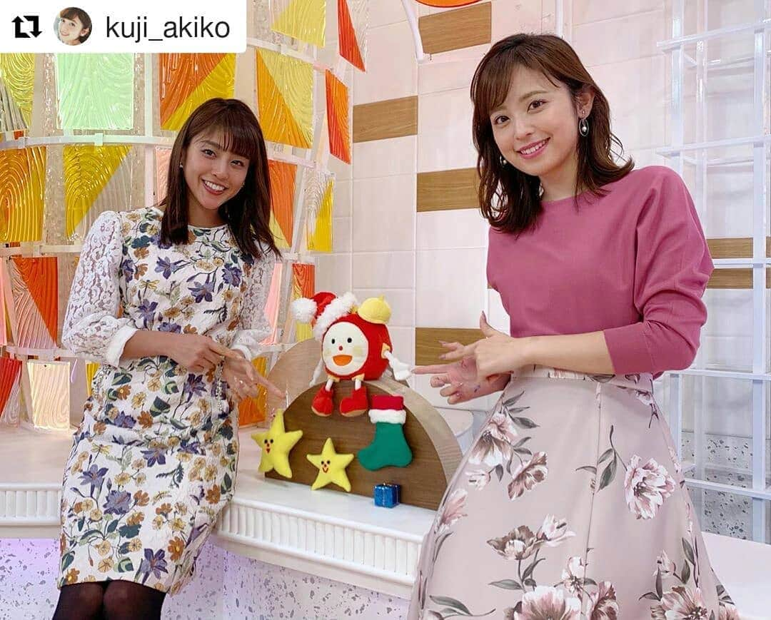 岡山放送さんのインスタグラム写真 - (岡山放送Instagram)「#Repost @kuji_akiko (@get_repost) ・・・ * 12月になって サンタさんめざましくんが登場🎅 2人とも衣装が花柄でした💐 * #12月 #写ってないけど　 #ポインセチアも  #めざましテレビ#フジテレビ系列#FNS#8ch#OHK#岡山放送」12月10日 23時40分 - ohk_official