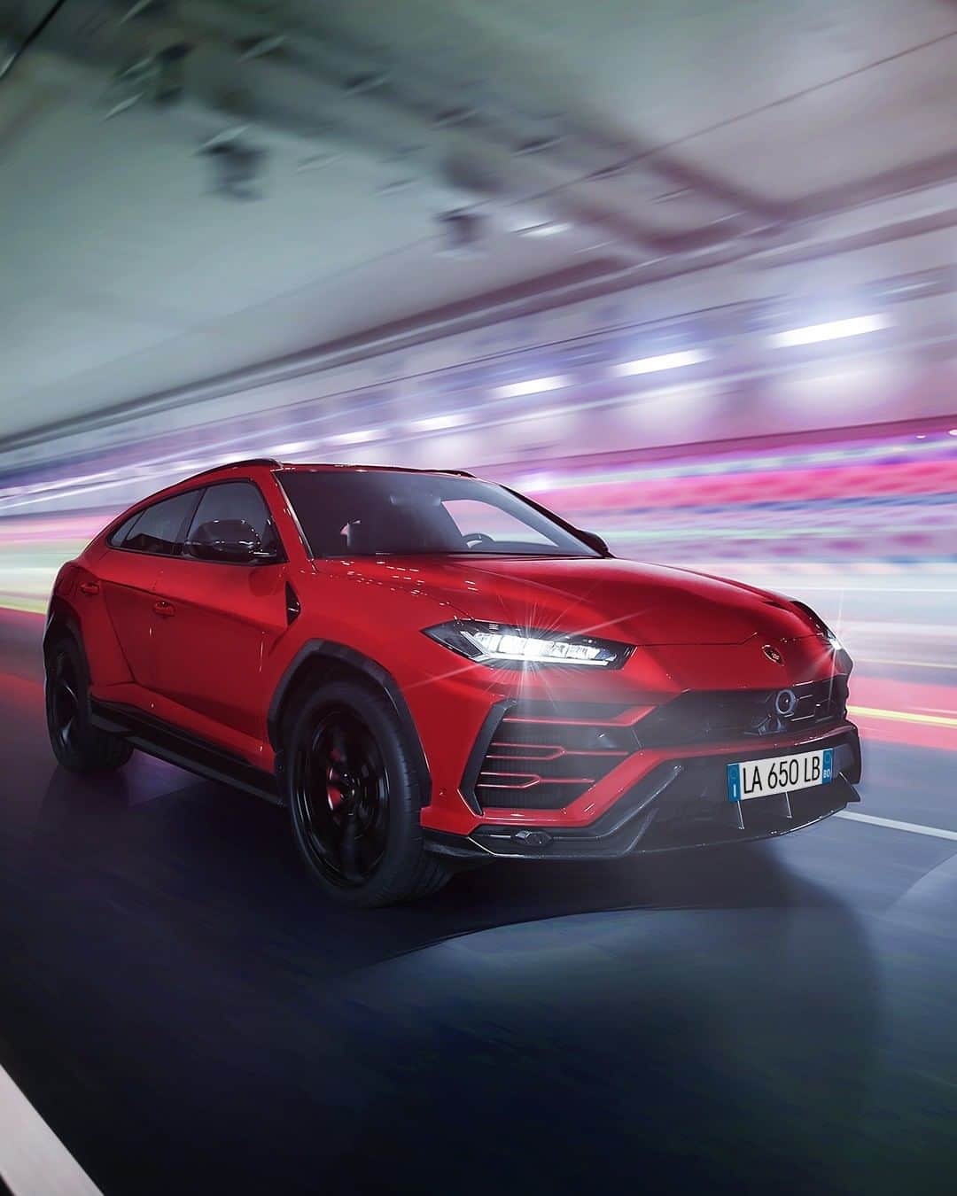 のインスタグラム：「Attitude that shines even through tunnels.  Lamborghini Urus lives up to those standards and much more by being the first Super SUV that's exceptionally versatile, thanks to its ANIMA Selector.  Photographed by @zeyadabdellatif  #Lamborghini #Urus #SinceWeMadeItPossible」