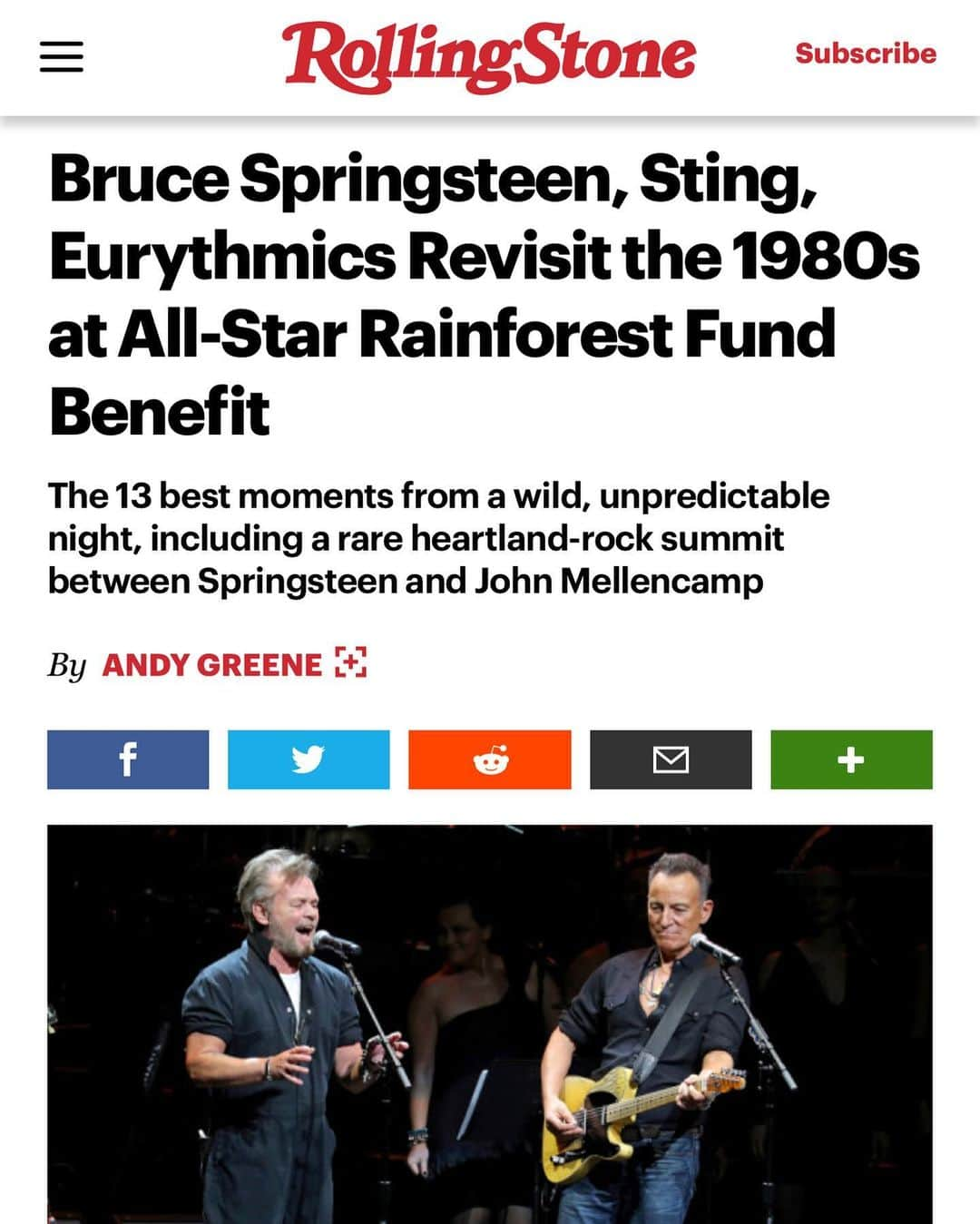 スティングさんのインスタグラム写真 - (スティングInstagram)「Thank you to all that came and supported https://www.rollingstone.com/music/music-news/rainforest-benefit-review-bruce-springsteen-sting-eurythmics-924572/ @trudiestyler」12月11日 3時26分 - theofficialsting