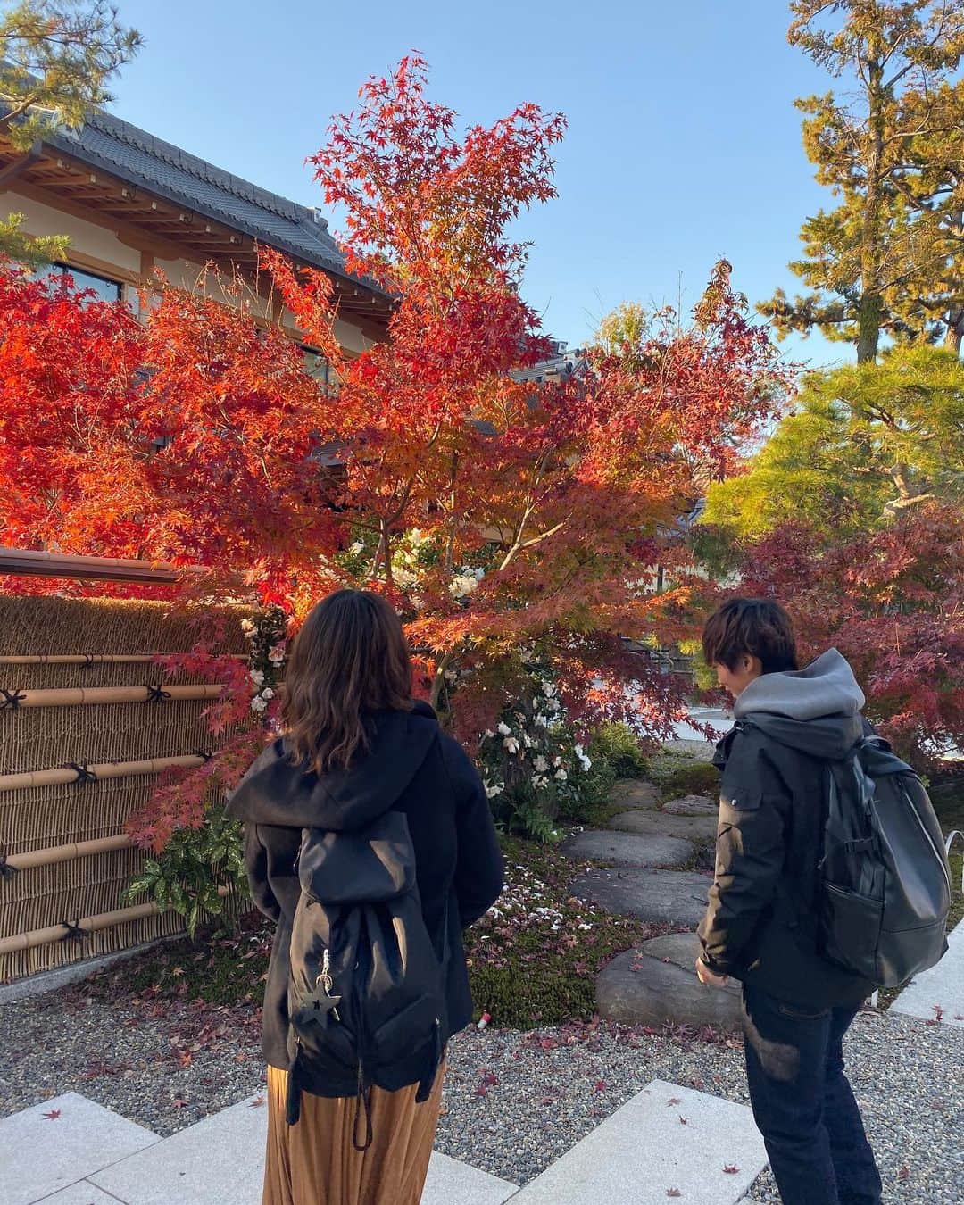 鮫島彩のインスタグラム：「・ ・ 京都をおさんぽ。  神社もお寺も気持ちが良いね、落ち着くね。  京都の綺麗な場所や美味しいお店があったら教えてください🥰  #鹿苑寺 #北野天満宮 #クリケット #たまごサンドがおすすめ」