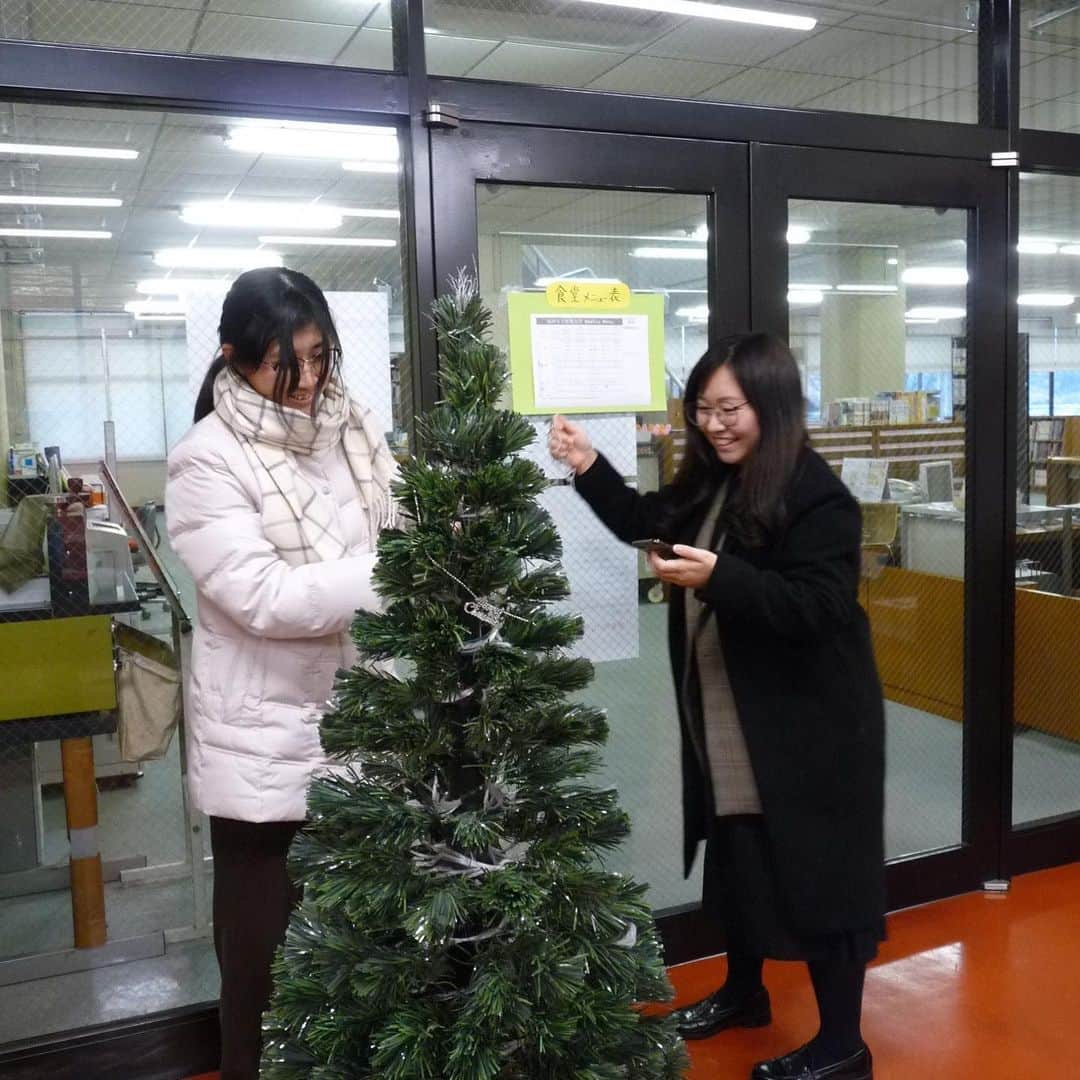 福岡女子短期大学さんのインスタグラム写真 - (福岡女子短期大学Instagram)「図書館入口にクリスマスツリーが飾られ、キラキラ✨と少し華やかになりました。 . 飾りをつける学生さんのセンスによって、毎年少しずつ表情が違います。 . 今年もあと1ヶ月。課題を終えて、楽しいクリスマス🎄を迎えましょう！ . #福岡女子短期大学　#図書館　#クリスマスツリー . この投稿をご覧になって「いいね👍」「役に立った」と思われた方は、 @fukuoka_wjc をフォローをお願いします🥺 . ========[ お知らせ ]======== 福岡女子短期大学の資料（2020大学案内📕学生募集要項）を無料送付中です。本学ホームページ📲からお気軽に申し込みください🌟 ========================= . 子ども学科/健康栄養学科 音楽科/文化教養学科 . 福岡女子短期大学 住所：‪‪‪‪福岡県太宰府市五条四丁目16番‬1号‬‬‬ tel：‪‪‪092-922-4034‬‬‬（代表)」12月11日 10時18分 - fukuoka_wjc