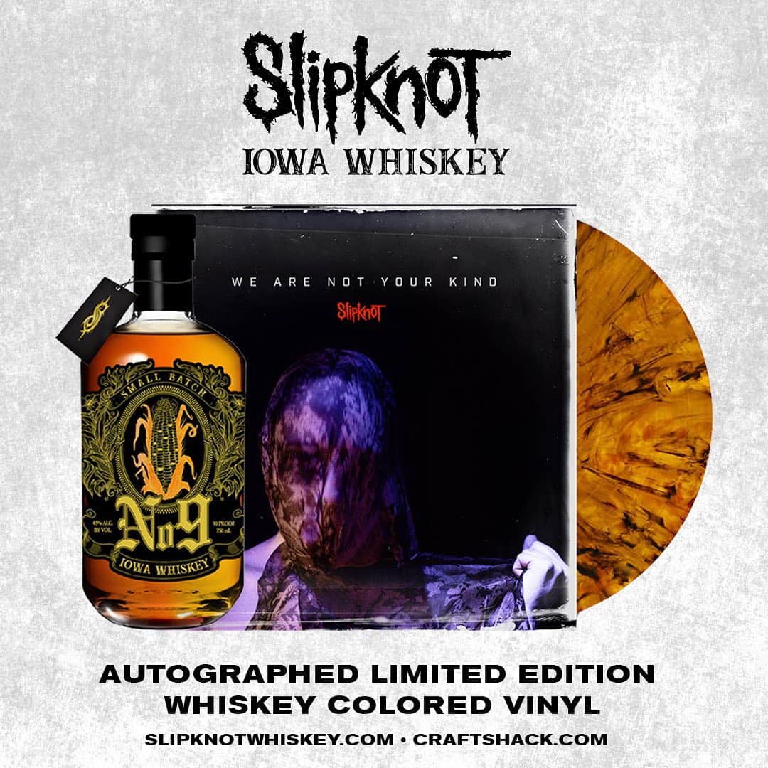 Slipknotさんのインスタグラム写真 - (SlipknotInstagram)「Pick up a limited edition @SlipknotWhiskey bundle featuring whiskey-colored vinyl signed by Clown, plus a bottle of No. 9 at craftshack.com | Swipe up in our story」12月11日 10時28分 - slipknot