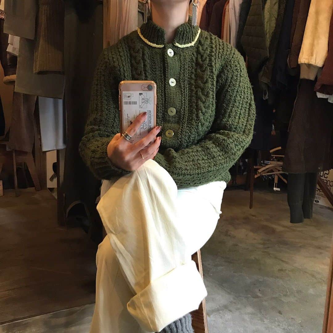 のインスタグラム：「TSGD_2nd@shimokitazawa  Knit cardigan  着丈　58 身幅　58 袖丈　60  Staff：152cm」