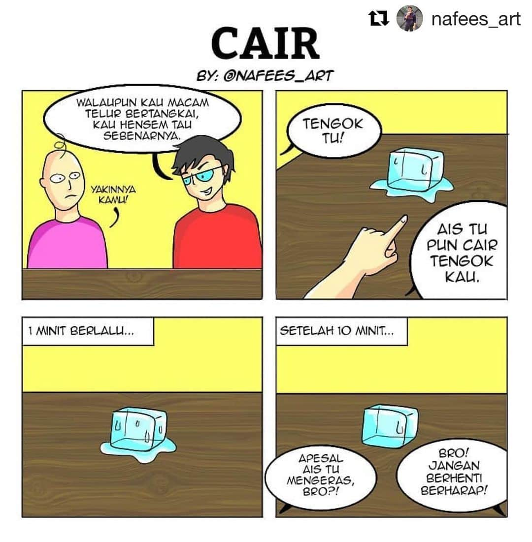 Koleksi Komik Malaysiaさんのインスタグラム写真 - (Koleksi Komik MalaysiaInstagram)「#Repost @nafees_art with @get_repost ・・・ Cair . Sharing Session:  Admin bersyukur sangat dengan nikmat kesihatan yang Allah bagi. Cuma selalu admin tak perasan nikmat ni. Ada antara kita yang jarang demam. Bukan semua orang dapat rasa macamtu. So, apa pun keadaan kita, always bersyukur. And saling mendoakan kesihatan orang sekeliling kita.😊 . -Minta maaf. Lately komik admin lukisan sangat simple. Idea ada, tapi kerajinan tu masih malap. . #art #komik #komikmalaysia #comic #mudahterhibur #cair #ibispaintx #digitalart #phonto」12月11日 18時06分 - tokkmungg_exclusive