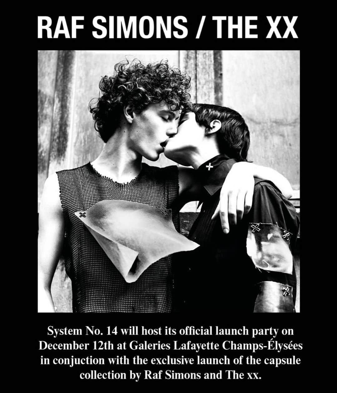 The xxさんのインスタグラム写真 - (The xxInstagram)「To celebrate the launch of our capsule collection with @rafsimons, Romy will be DJing at @galerieslafayettechampselysees in Paris between 7 and 8pm tomorrow.  We will also have some wristbands for the after party hosted by @systemmagazine at Petit Palace where Romy and Jamie will be DJing later that night. xx The xx」12月11日 21時06分 - thexx