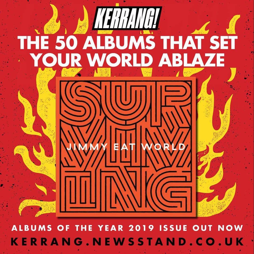 Jimmy Eat Worldさんのインスタグラム写真 - (Jimmy Eat WorldInstagram)「We never know what people will think when we release an album. We just try to make the best work we can. It’s an honor to hear #Surviving has been recognized by @kerrangmagazine_ as one of the best for 2019.」12月12日 3時51分 - jimmyeatworld