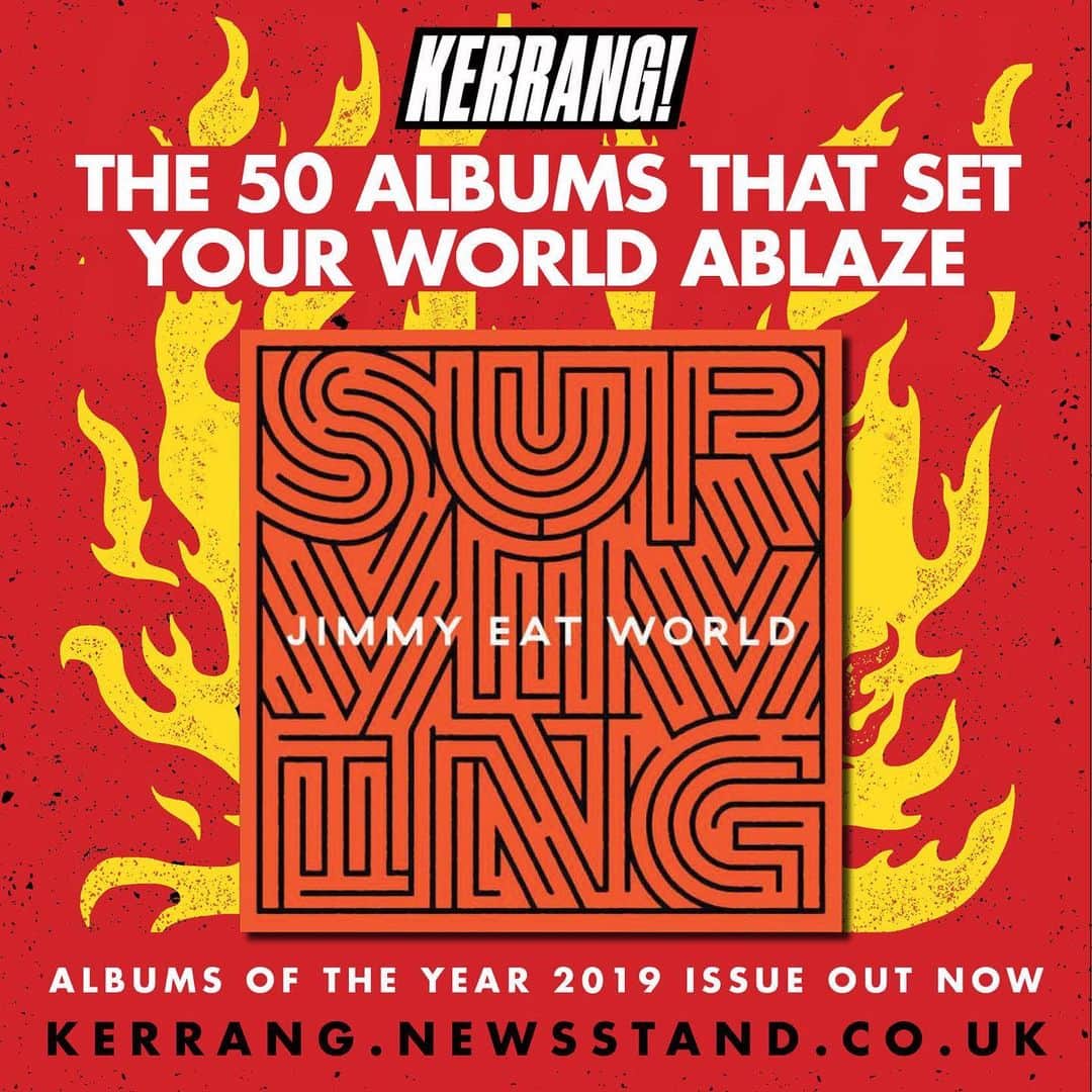 Jimmy Eat Worldのインスタグラム：「We never know what people will think when we release an album. We just try to make the best work we can. It’s an honor to hear #Surviving has been recognized by @kerrangmagazine_ as one of the best for 2019.」