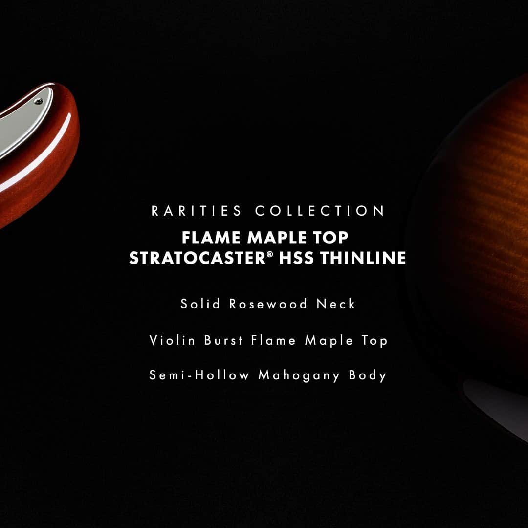 Fender Guitarさんのインスタグラム写真 - (Fender GuitarInstagram)「The Rarities Flame Maple Top Stratocaster® HSS Thinline features a mahogany body with a Violin Burst flame maple top and solid rosewood neck. It comes stacked with Custom Shop 69 single-coil pickups to add a breathy, open note to the traditional Strat® voice and a custom DoubleTap™ bridge pickup that offers both a sweet humbucking voice and a dynamic single-coil sound through an S-1 switch. Click the link in bio for more.」12月12日 7時20分 - fender