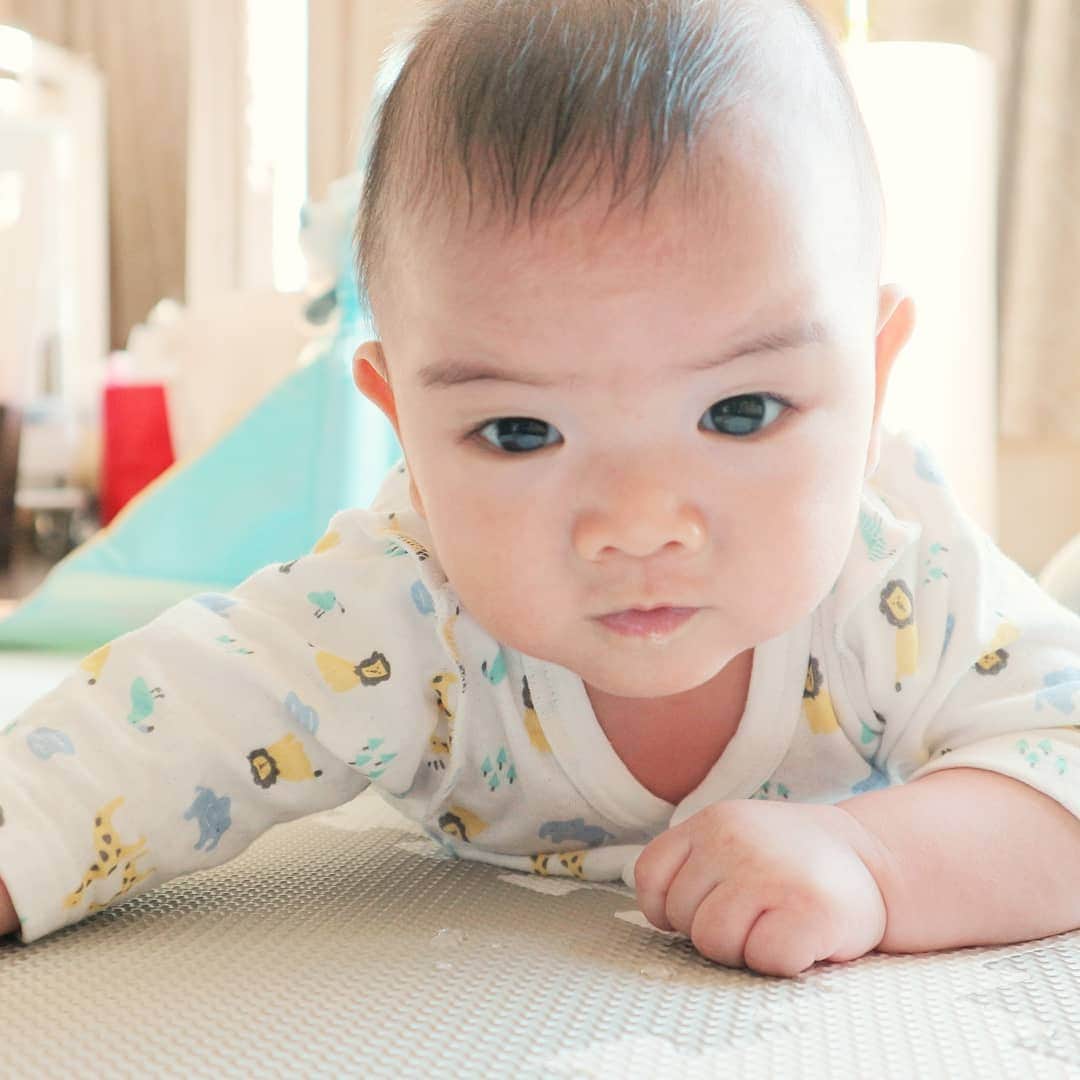 佐川愛果さんのインスタグラム写真 - (佐川愛果Instagram)「今日で４ヶ月になった息子くん👶 最近よく喋るようになりました！  朝と夜でびっくりするくらい顔が違うので盛れる夜に多く撮りがち←w 赤ちゃんって加工しなくても肌が綺麗で羨ましいなぁ。こちとら最近は母乳で水分持っていかれ、この時期の乾燥でお肌は砂漠化しております…(泣)  べびが産まれてからは、とにかくタオルの消費量が半端ない…先月は水漏れしてないか？家族増えたか？と、水道局から通達がくるほど洗濯しておりますwめっちゃ親切やんねー(笑) なので、今回初めて @ecostore.jp でバスタオルを注文してみました～！前から気になっていたのでやっとget！ まず、色味が好みすぎて😍💕そして触り心地も◎🙆なによりめんどくさくて乾燥機かけまくってるから丈夫なのはありがたい😭 もう１枚買おうかな…(笑)  #生後4ヶ月 #生後123日 #赤ちゃんのいる暮らし #赤ちゃんのいる生活 #新米ママ #ママリ #男の子ママ #babyboy　#エコストア #ecostore #息子ラブ #毎日愛おしい」11月19日 2時08分 - aika728sagawa