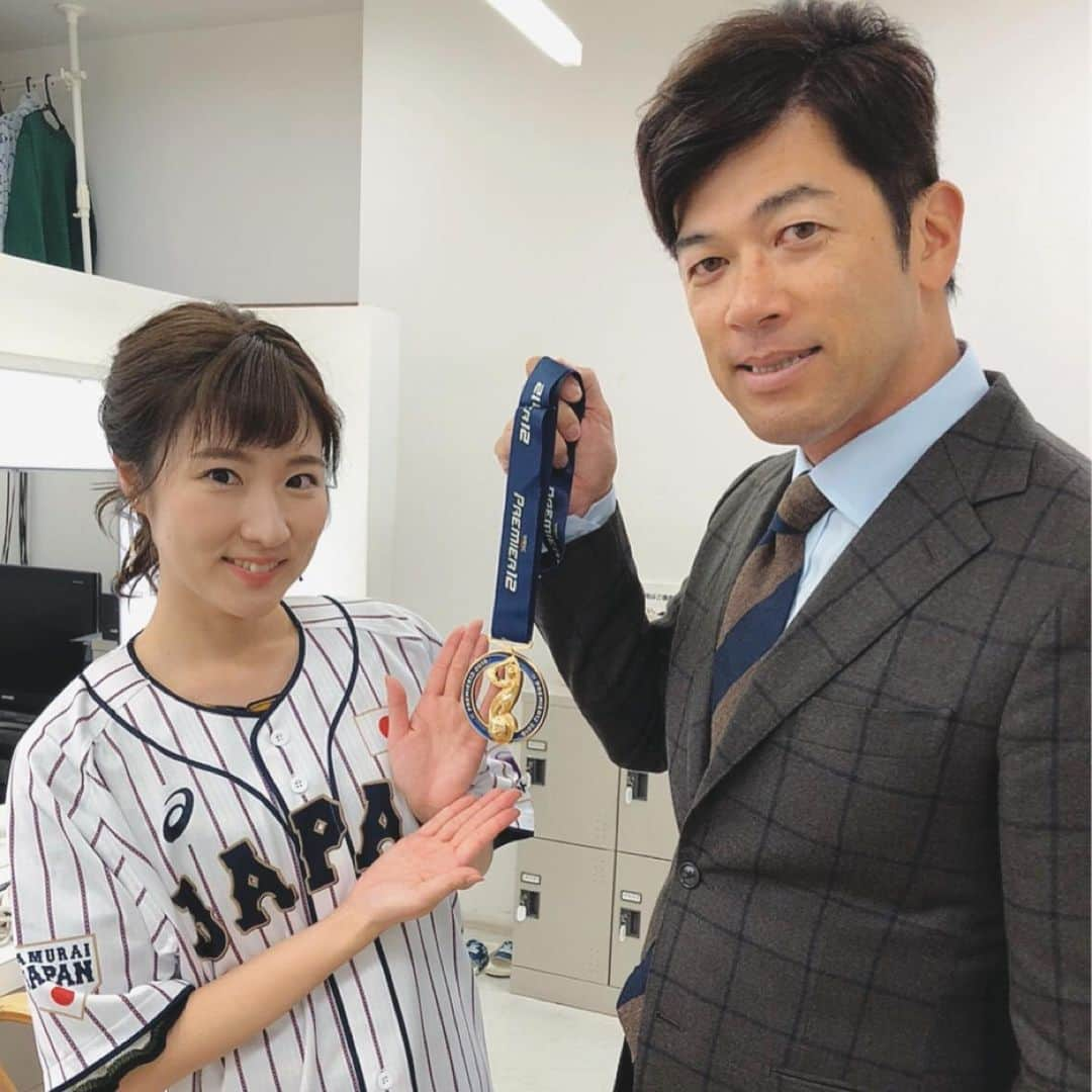 世永聖奈さんのインスタグラム写真 - (世永聖奈Instagram)「⚾️🏆✨💗🧡﻿ ﻿ 侍JAPAN世界一おめでとうございます！﻿ ﻿ 投手コーチの#建山義紀 さんが﻿ 帰ってきてすぐ今日ドキッ！に﻿ 出演してくださいました！﻿ 1ヶ月ぶりに一緒にブラボーファイターズ！﻿ 嬉しい😭✨﻿ ﻿ 裏話もたっぷり聞かせて頂き﻿ 来年がより楽しみになりました！﻿ ﻿ 建山さん自慢の投手陣リレー、﻿ 近藤選手の選球眼とビッグスマイル、﻿ 稲葉監督の涙…﻿ 忘れられないシーンが沢山あります。﻿ ﻿ 来年のオリンピックには﻿ ファイターズから何人選ばれるか楽しみです。﻿ ﻿ ﻿ そしてきょうはそのファイターズからも﻿ ビッグゲストが登場！﻿ ﻿ #杉谷拳士 選手と #西川遥輝 選手。﻿ ﻿ “スギノール” “アンブレラハルキ”﻿ プレー以外にも話題が豊富でしたね！﻿ ﻿ 長丁場だったにも関わらず﻿ 盛り上げて頂き感謝です。﻿ ﻿ 次はファンフェスにお邪魔して取材します！﻿ みなさんにお会いできますかね？🥺 チームブラボーを見かけたら声かけてくださいね💓 ﻿ ﻿ ﻿ #侍JAPAN #世界野球プレミア12 ﻿ #世界一 #投手コーチ﻿ #建山義紀 さん﻿ #おめでとうございます﻿ ﻿ #北海道日本ハムファイターズ﻿ #ファイターズ #驀進﻿ #飛び出せ新時代 #lovefighters﻿ #杉谷拳士 選手 #スギノール﻿ #西川遥輝 選手 #アンブレラハルキ﻿ ﻿ #HBC #北海道放送 #今日ドキッ﻿ #ブラボーファイターズ﻿ #bravoファイターズ﻿ #Fドッキュン﻿ #世永聖奈 #セナスタグラム﻿」11月18日 19時34分 - hbc_yonagasena