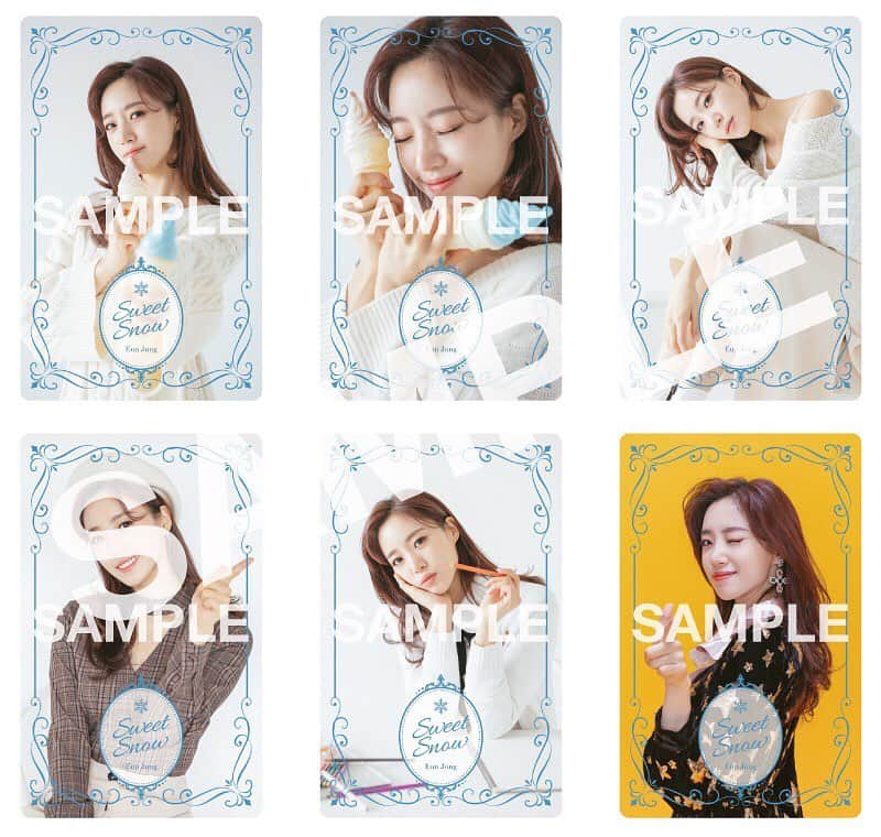 のインスタグラム：「⠀ 12月11日（水）リリースのMUSIC CARD「Sweet Snow」の絵柄公開Part2です！ ⠀ 今回は全12種のうち、まだお見せしていなかった6種を公開します！ ⠀ 【商品概要】 ⠀ MUSIC CARD「Sweet Snow」 ⠀ 発売日：2019年12月11日（水） ⠀ 価格：1,800円（税込） ⠀ [収録曲] 全4曲 ⠀ 1. Sweet Snow ⠀ 2. Waiting For U ⠀ 3. Sweet Snow (Instrumental) ⠀ 4. Waiting For U (Instrumental) ⠀ ⠀ ⠀ MUSIC CARD [SONOCA] の詳細はこちら ⠀ ⠀ ⠀ ＊現在J-ROCK OFFICIAL SHOPにて、予約販売を実施しております。 ⠀ http://www.jrock-shop.com/ ⠀ ⠀ ⠀ ■Aタイプ 全12種類セット（リリースイベント会場受け取り） ⠀ ■Bタイプ 全12種類セット（ご自宅へ発送） ⠀ ■Cタイプ バラ売り（リリースイベント会場受け取り） ⠀ ■Dタイプ バラ売り（ご自宅へ発送） ⠀ ‪#ウンジョン #은정 #EunJung ‬」
