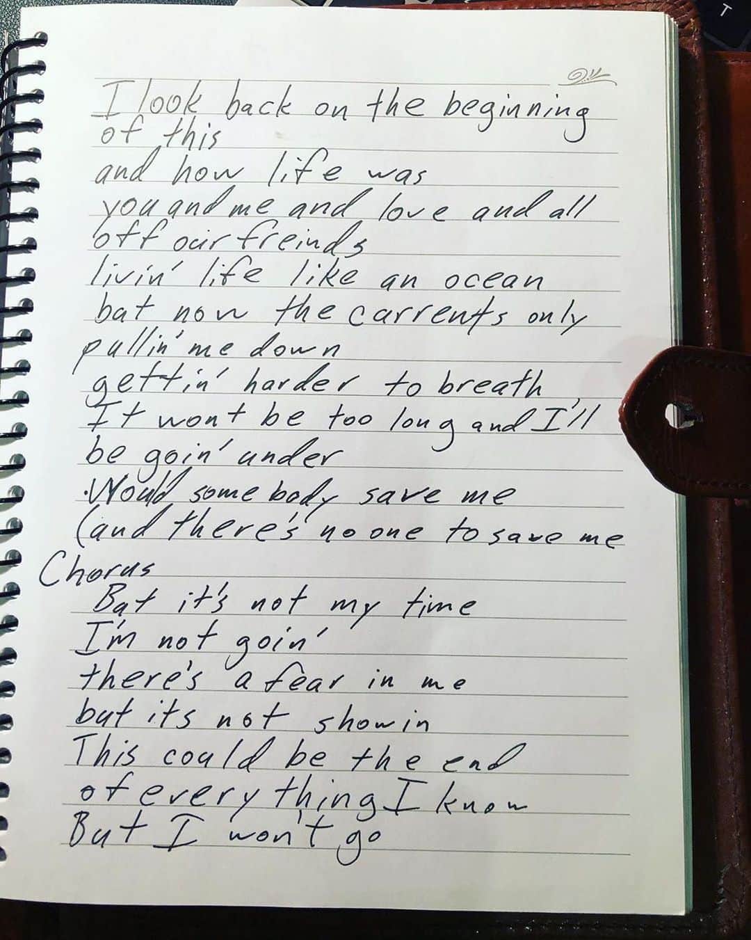 のインスタグラム：「"Found these in a notebook a minute ago. Crazy to think about writing these down for the first time, how they change.....and how many times I’ve sang them since then #notmytime" - @brad3doorsdown」