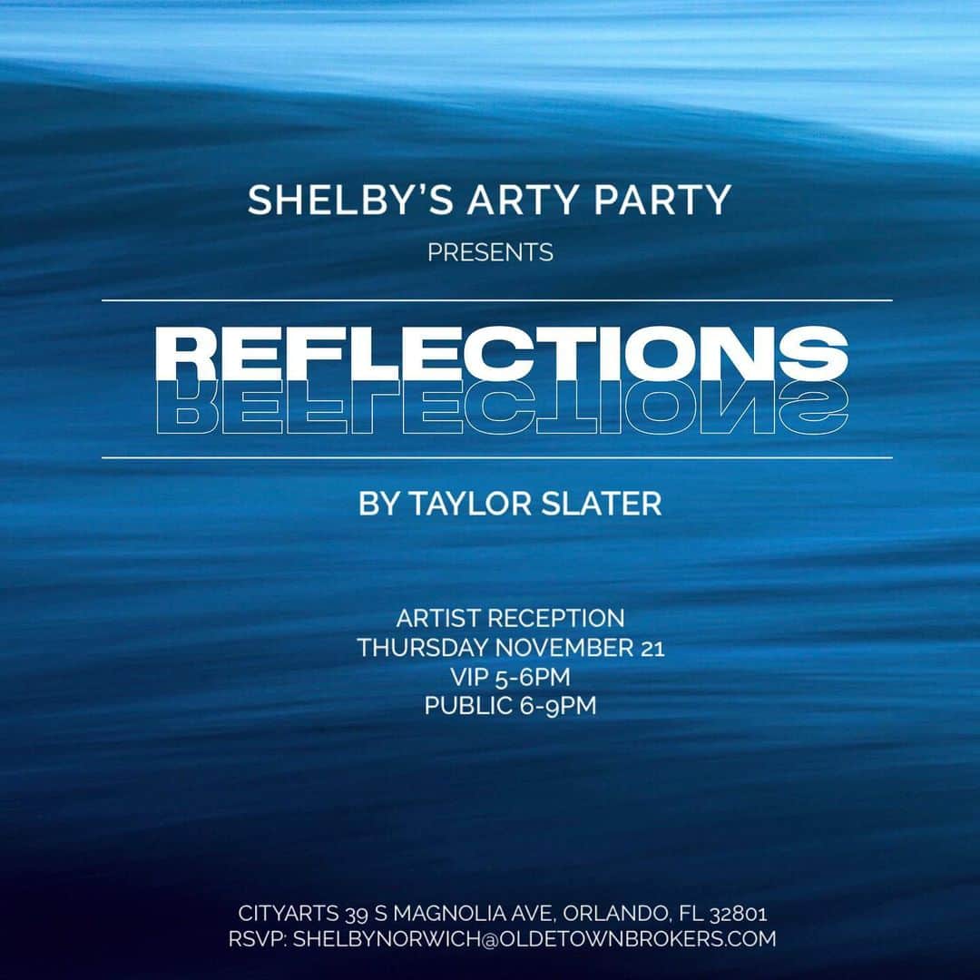 ケリー・スレーターのインスタグラム：「I’m proud to say that my daughter @taylrsltr is having her art show ‘REFLECTIONS’ in Orlando this Thursday the 21st, hosted by the one and only @shelbyleighnorwich! 🥳 Any friends and family within reach do your best to find your way there. We’re all very excited and I hope the Orlando surf community can come out and support and enjoy a fun evening.🏄🏽‍♂️✌🏽 Taylorslater.com」