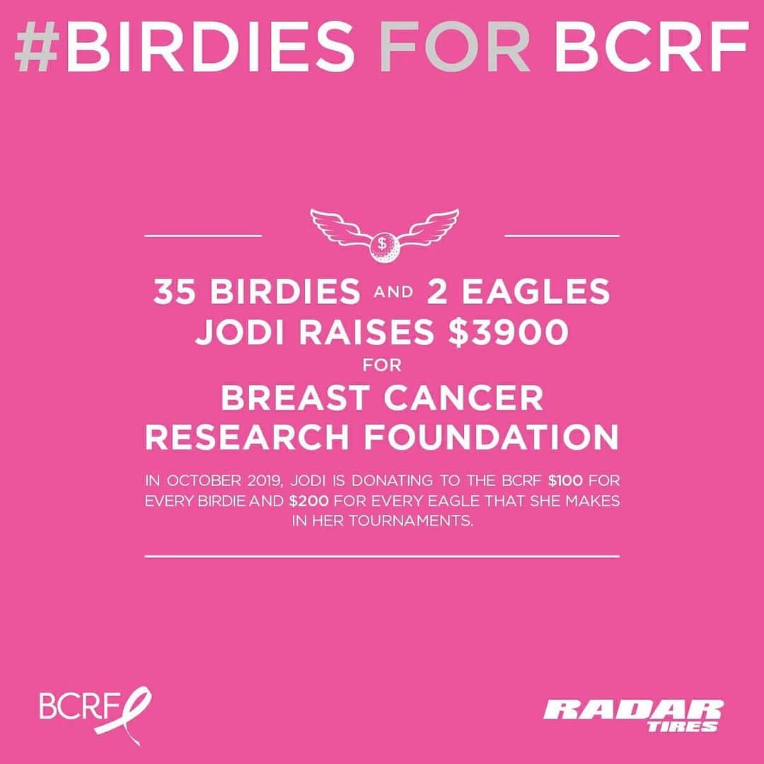 ジョディー・エワート・シャドフさんのインスタグラム写真 - (ジョディー・エワート・シャドフInstagram)「Late post but honored and proud to have been able to donate for #BirdiesForBCRF this October! Grateful for a continued partnership with the amazing @bcrfcure @playforpink. @radartires @omni_united 🎀💕💗」11月20日 10時27分 - jodi_ewart