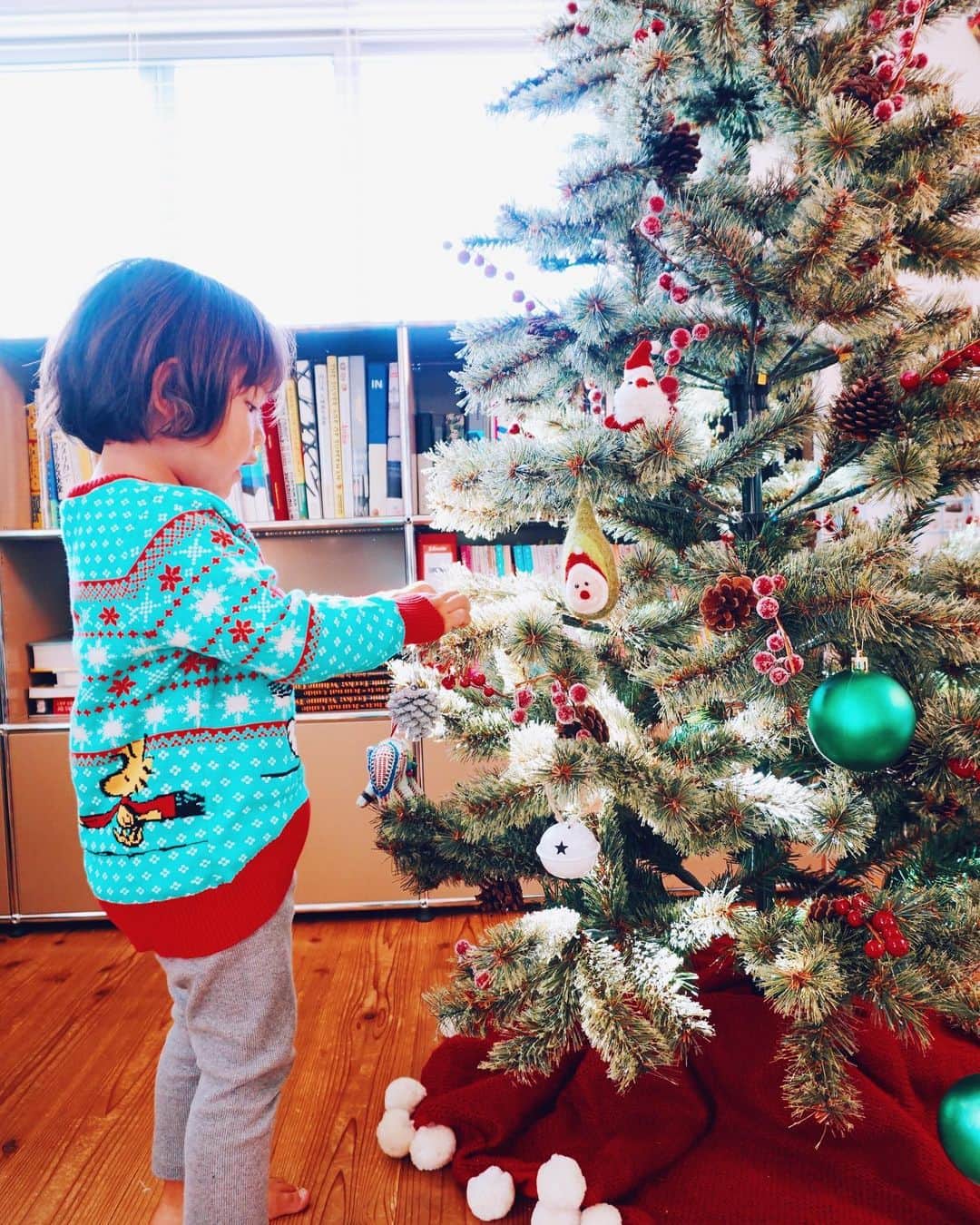 のインスタグラム：「週末、ツリーを飾りました🌲毎年子供達と1人１つ、お気に入りのオーナメントを選んで買い足しています。今年はどんなのが増えるかなって毎年のたのしみです😊💛 . #クリスマス支度 #クリスマスデコレーション」