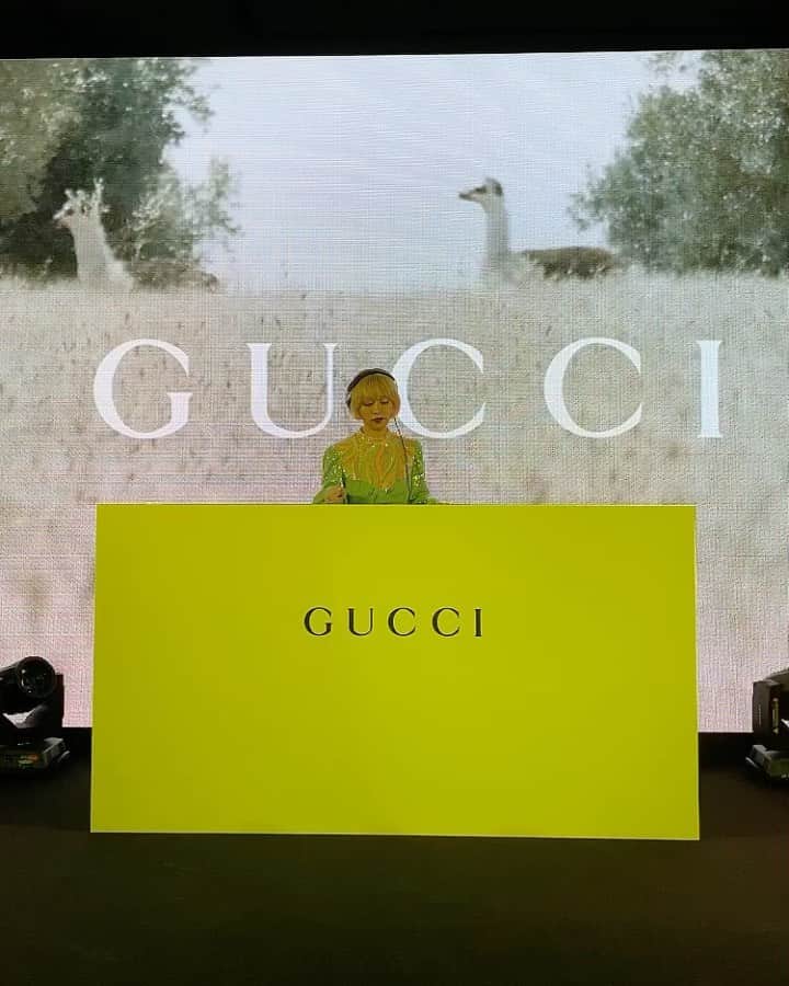 PELIのインスタグラム：「GUCCI渋谷PARCOプレオープン✨✨﻿ 屋上で開催されたパーティーで私のお題は80年代のDJでした🐝🐝 ﻿ ﻿ 店内は和なテイストがmixされていて素敵でした🌸😍🌸ドレスキラキラ✨✨✨﻿ ﻿  #gucci #渋谷パルコ　#DJ﻿ @gucci @parco_shibuya_official」
