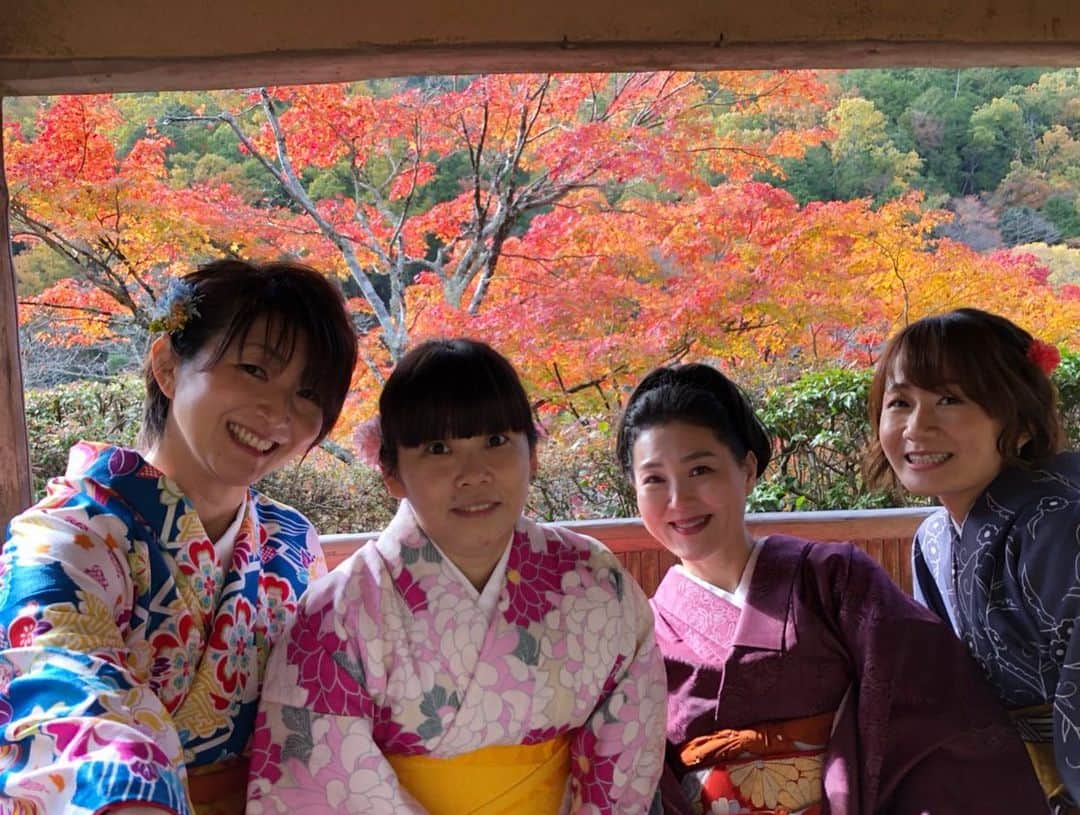 佐野優子のインスタグラム：「. 絶好の紅葉日和🍁 . 今年二度目の白龍園へ⚘⚘⚘ . 贅沢な時間を過ごせました◟̆◞̆ ❁ @hakuryuen  ありがとうございました。 . #白龍園 #紅葉 #二ノ瀬　#京都観光 #紅葉日和 #宝来麻紀子 さん」