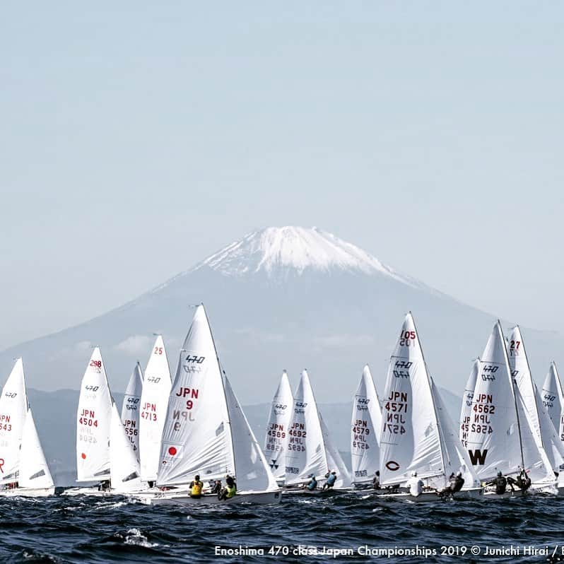 田中美紗樹のインスタグラム：「Day2 The first race I tried wearing a yellow bib was a good result!! #全日本470 #黄色ビブス #470sailing #JPN9」