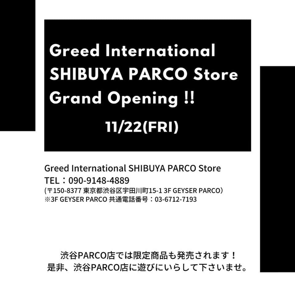 GREED TOKYO STOREのインスタグラム