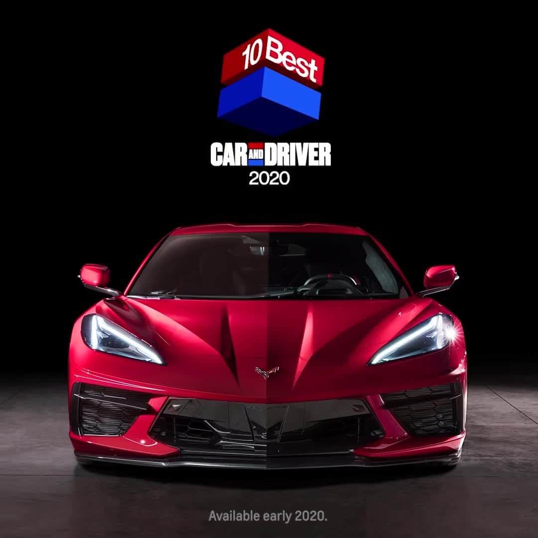 Corvetteのインスタグラム：「The future is clear. The 2020 #Corvette #Stingray made the @caranddriver #10Best List. #Vette #C8」