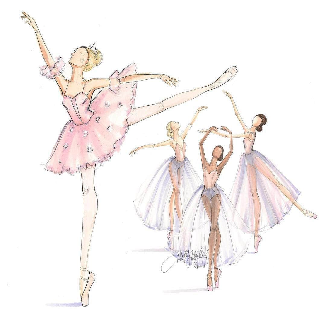 Holly Nicholsさんのインスタグラム写真 - (Holly NicholsInstagram)「Sugar plum dreams 😌✨ #fashionillustration #ballet #ballerina #ballerinas #pointe #sugarplumfairy #sugarplums #thenutcracker #etsy」11月22日 1時35分 - hnicholsillustration