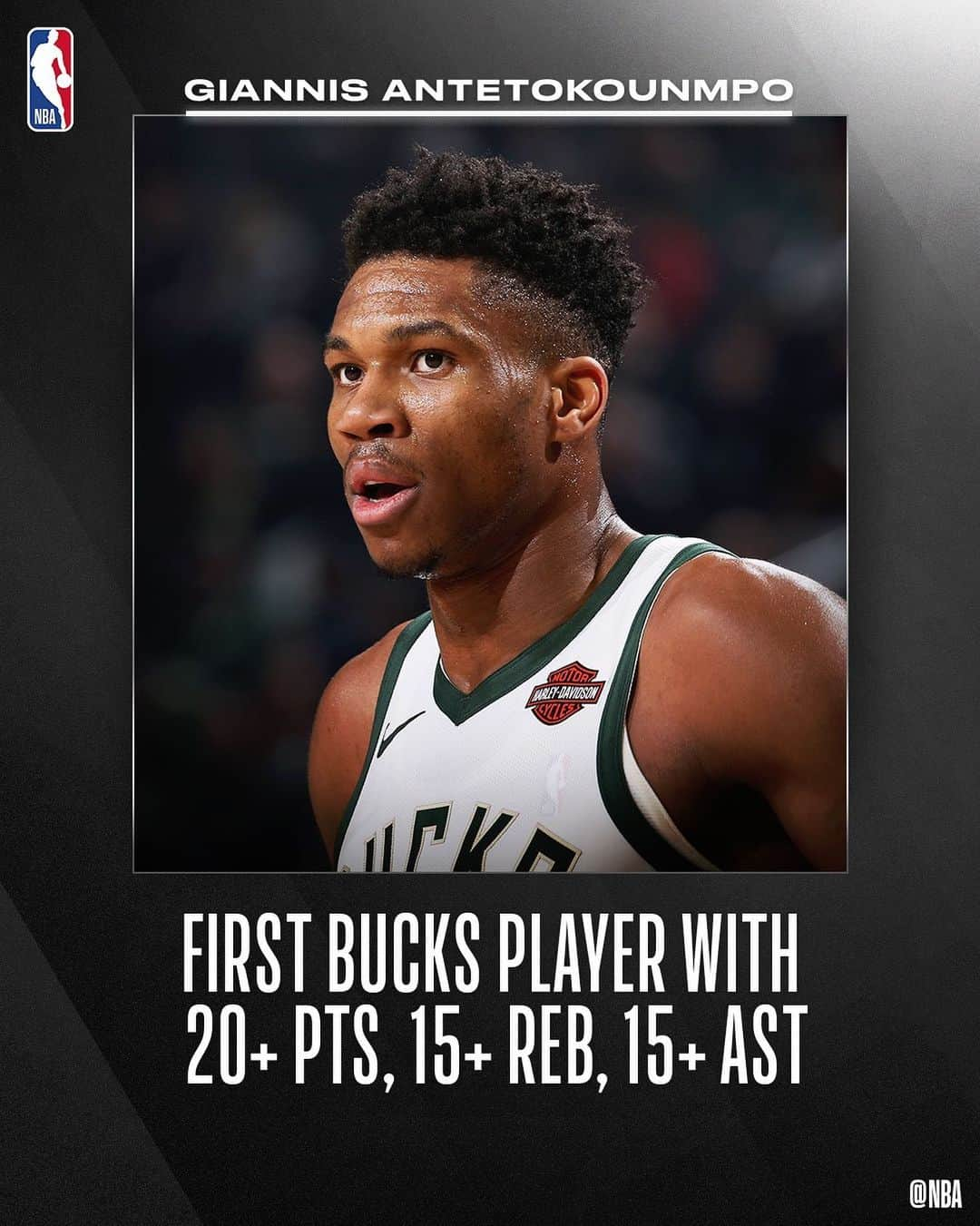 NBAさんのインスタグラム写真 - (NBAInstagram)「With tonight’s 24/19/15, @giannis_an34 became the first player in @bucks history with 20/15/15!」11月22日 13時18分 - nba