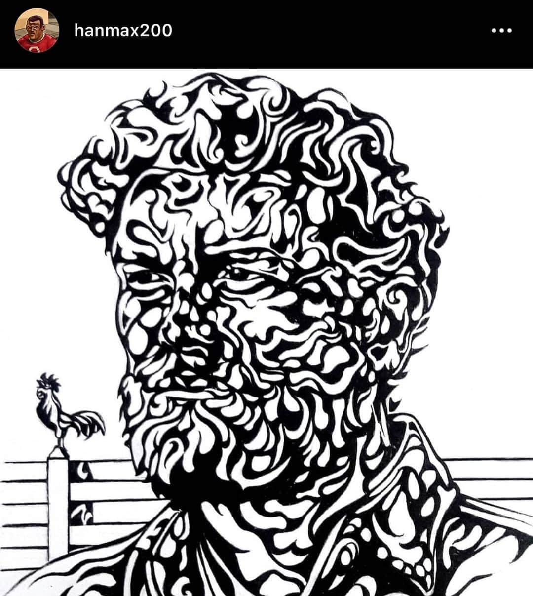 ダニー・マスターソンのインスタグラム：「I wish I was this handsome. #therooster art by @hanmax200」