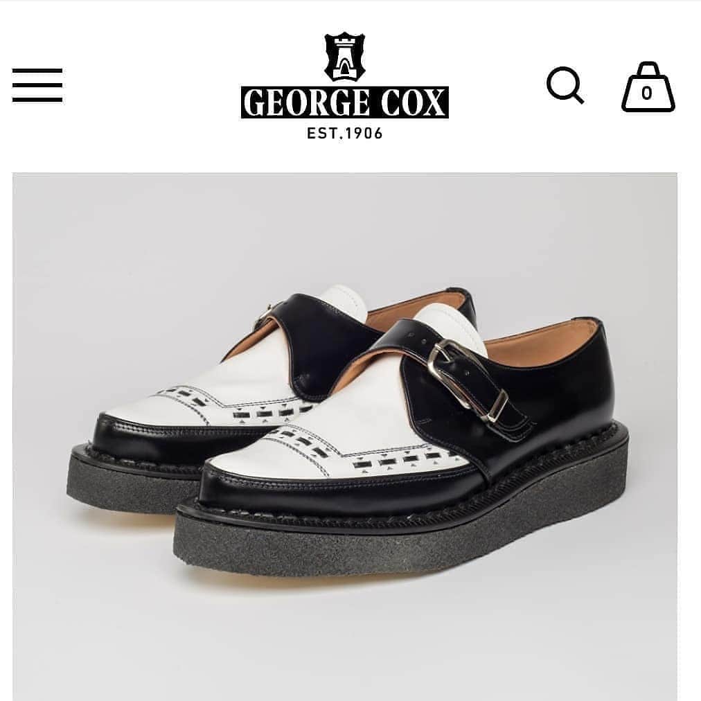 のインスタグラム：「Buckle Diano in black and white is the fourth style now available at @theofficialselfridges Oxford Street London. . . #theoriginalcreeper #georgecox #madeinengland #johhnydepp #leadyourway」