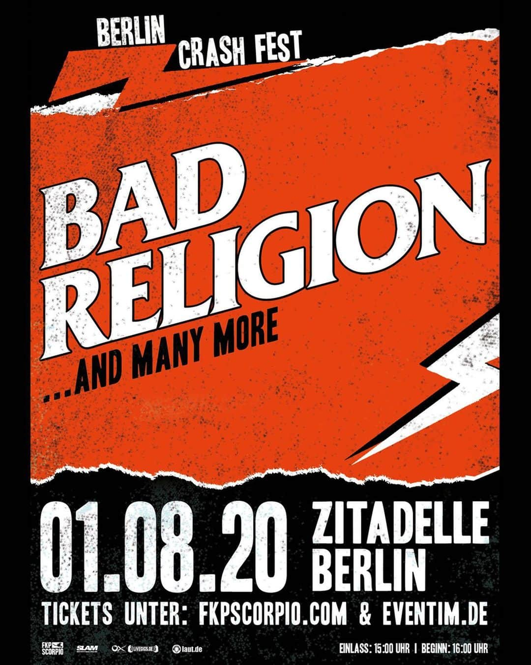 Bad Religionさんのインスタグラム写真 - (Bad ReligionInstagram)「Berlin 🇩🇪, we’ll be playing Crash Fest on August 1, 2020. Tickets on sale now, grab them at badreligion.com #BadReligion #BerlinCrashFest #EpitaphRecords」11月23日 0時08分 - badreligionband