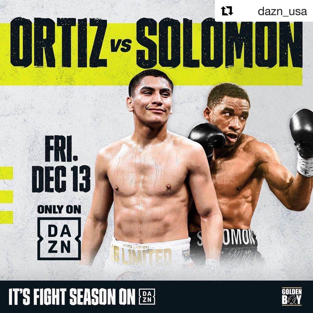 ミゲール・コットのインスタグラム：「#Repost @dazn_usa with @get_repost ・・・ On December 13, Vergil Ortiz looks to end 2019 with a BANG 💥 . #OrtizSolomon」