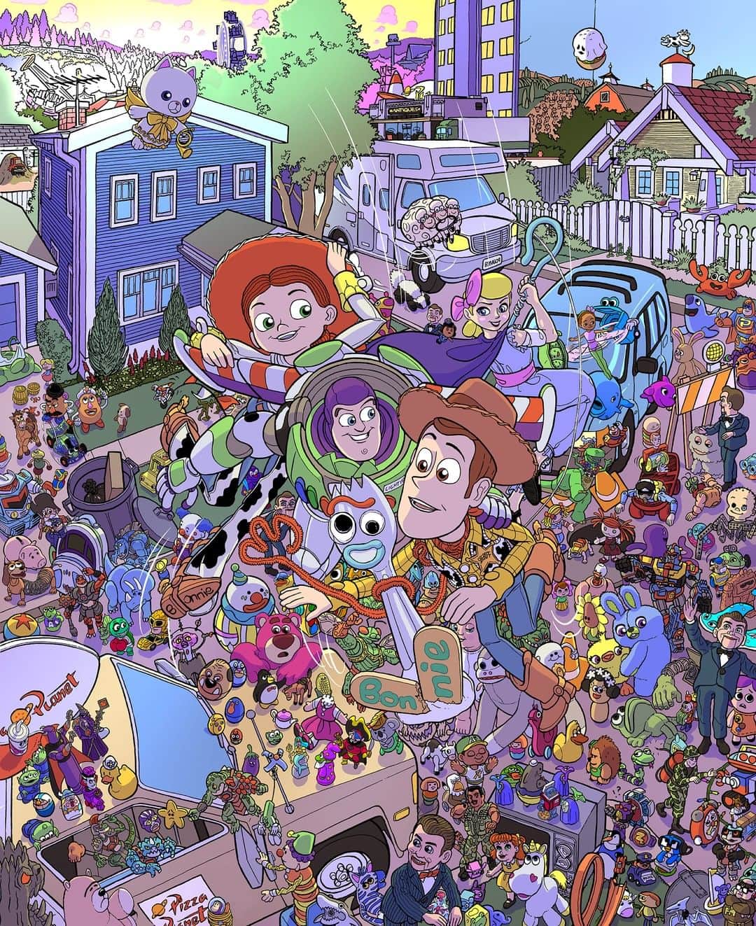 Disney Pixarさんのインスタグラム写真 - (Disney PixarInstagram)「Toys, toys, and more toys! Happy anniversary, @toystory! Can you spot your favorite toy? (Art by Ulises Farinas, color by Melody Often)」11月23日 5時09分 - pixar