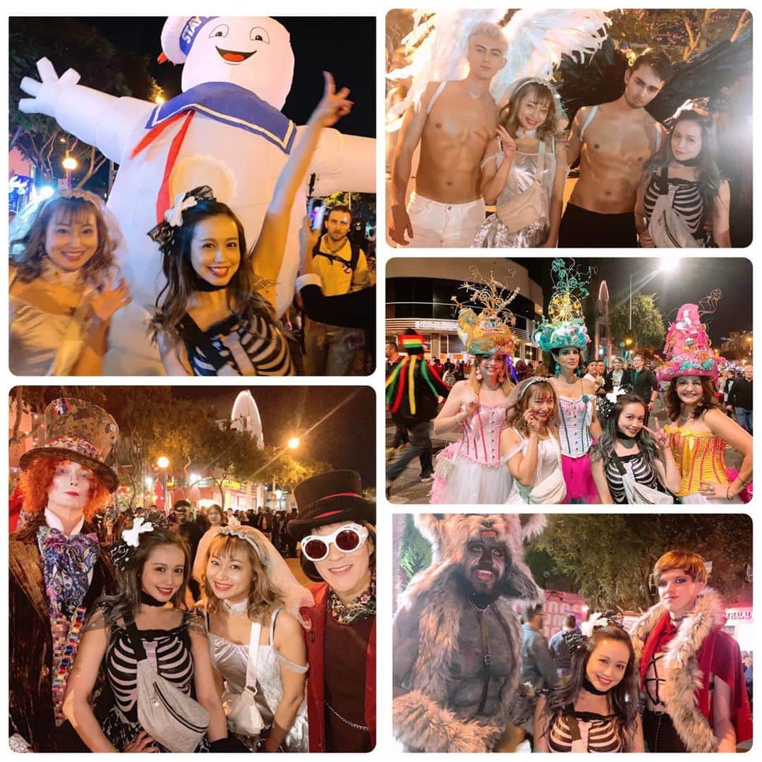 北条佳奈さんのインスタグラム写真 - (北条佳奈Instagram)「アメリカ旅行記day3🇺🇸❤️﻿ ﻿ 10/31ハロウィン当日は世界最大級のハロウィンイベントwest hollywood halloween carnivalへ行きました👻﻿ ﻿ まなかなのりは仮装もして行ったのですが、皆さんの仮装レベルが凄まじくて恥ずかちくなりました🥺笑﻿ カーニバルに参加してる方とたくさん撮ってもらったけどまとめてしか載せれないのが悲しいくらい…😭﻿ ﻿ 皆さん紳士で陽気で歩いてるだけですっごく楽しかった😍﻿ 日本もこのくらい安全でHAPPYだったらいいのに🎃💜﻿ ﻿ まなとのりちゃんとこんな仮装したら良さそうだよね〜なんて話ながら来年のリベンジを密かに企んだのでした💋（行けたらいいな🥺）﻿ ﻿ 最後の写真はノリノリなまなかなに微笑む？苦笑い？な欽也さんです🤙笑﻿ 欽也さんずっと付き添いもありがとうございます🤙osss﻿ ﻿ ﻿ to be continue…🌈﻿ ﻿ ﻿ #westhollywoodhalloweencarnival ﻿ #halloween #halloweencostume #halloweenparty #ハロウィン #ハロウィン仮装 #ハロウィンパーティー  #tagsforlikes #instagood #followｍe #🎃」11月23日 18時01分 - kana_hojyo