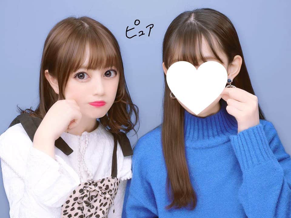 のインスタグラム：「. 愛しのマイフレンド〜🥺♡ ﻿ ぜんぜんピュアじゃない顔で﻿ ピュアとか書いて突っ込まれた、、、、（笑）﻿ ﻿ ﻿ ﻿ #プリクラ #📸」