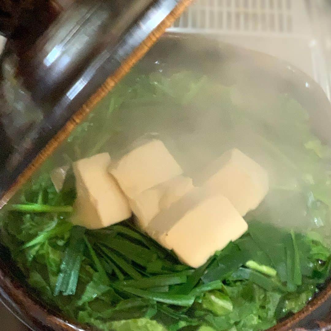 武井義明さんのインスタグラム写真 - (武井義明Instagram)「リクエストで鍋。湯がいた豚バラ、ねぎ、レタス、豆腐、それからにゅうめん。」11月23日 20時09分 - bebechef