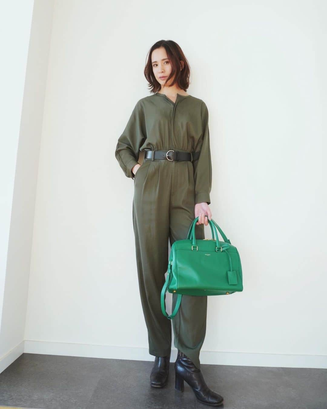 持永真実さんのインスタグラム写真 - (持永真実Instagram)「いつかのまみふく💚﻿ ﻿ all in one @zara﻿ bag @ysl  boots @fendi vintage ﻿ #mochimami_ootd ﻿」11月24日 14時26分 - mami_mochinaga