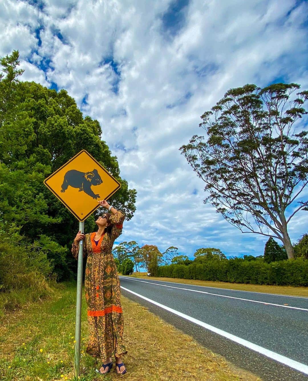 彩海のインスタグラム：「. . オーストラリア🇦🇺ロードトリップでの 醍醐味は自然いっぱいな道をひたすら走ったり、 珍しいロードサインを探したり🐨🐨🐨 . . ケアンズでは見なかった コアラサインはゴールドコーストに下って バイロンベイあたりで見つけました🇦🇺 . . 一度は野生のコアラ見てみたいなー！ . . . . #australia #australiaroadtrip #koala#koalasign #tripinaustralia#オーストラリア#オーストラリア旅行 #ワーホリ#コアラ標識 #標識#roadsign #コアラ#野生」