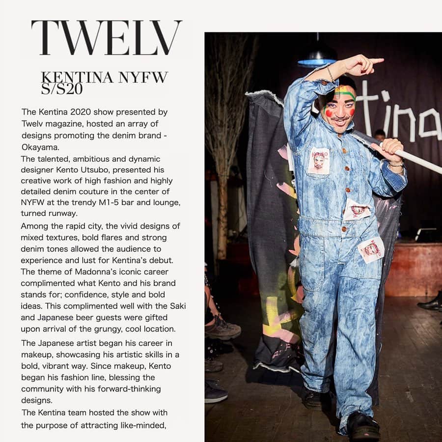 Kento Utsuboのインスタグラム：「My article on ✨TWELV Magazine✨ 📸Thank you very much 📸@twelvmag @hissachama  @kya_rrren needtoloveitxx for writing about me. ❤️My New York fashion week @kentina_official Debut article ❤️ アメリカのTwelv magazine でニューヨークコレクション、kentinaのデビュー記事を書いていただきました^ ^ 嬉しすぎます✨ ありがとうございました。 —————————————————— #ありがとう #thankyou ------------------------ #photographer  #コスメ  #makeupartist  #ファッション  #youtuber #nail #video #cute #happy #カメラ  #fashion  #化粧品  #cosmetics #beauty  #love #photo  #ヘアカラー #美容 #美容師 #青空 #メイク #大好き #メイクアップ #メイクアップアーティスト #ユーチューバー  #かわいい  #空 #ヘアアレンジ  make-up suppnsor: @decorte_saksfifthavenyc @decortebeauty @cosmedecortejp  Shoes sponsor : @drmartensofficial  @martenshop @drmartens_japan  Drink sponsor Beer @asahisuperdry_usa  @asahisuperdrybeer  Sake @sotosake」