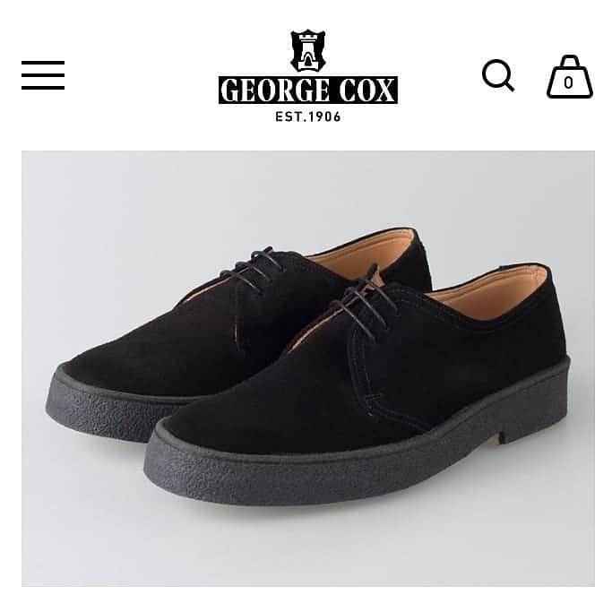 のインスタグラム：「The George Cox Popboy. A classic low cut in black or snuff suede for Ivy Leaguers, Teds and Modernists for over 50 years. Super flexible plantation crepe sole with crepe “foxing” wrapped by hand. Now available at @theofficialselfridges Oxford Street London . . #theoriginalcreeper #madeinengland #georgecox #popboys #leadyourway」