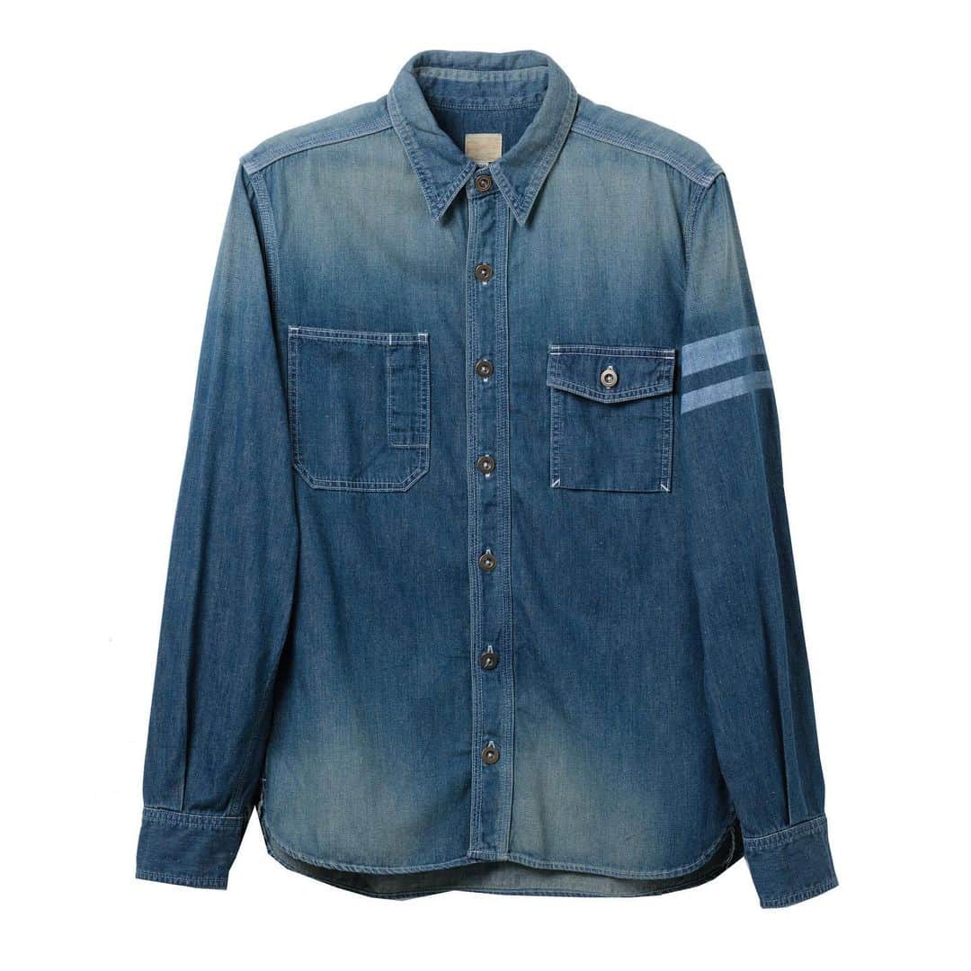 momotarojeansのインスタグラム：「05-239 DENIM GTB WORK SHIRTS  #kojima #kurashiki #okayama #jeans #denim #denimday #denimporn #denimhead #selvedge #selvage #selvedgedenim #selvedgeforum #denimevolution #selvedgemurah #unionspecial #goingtobattle #madeinjapan #japanesedenim #fading #naturalfading #madebyhand #madeinjapan #jeanslife #vintagejeans #fade #selvedge #mensweardaily」