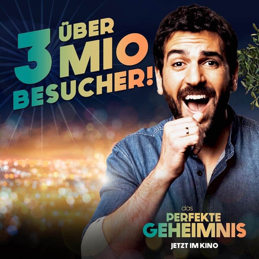 エリヤス・エンバレクのインスタグラム：「Vielen Dank, wir freuen uns sehr über die starken Zuschauerzahlen und das tolle Feedback zum Film!! Weiterhin viel Spaß im Kinooooo @dasperfektegeheimnis」