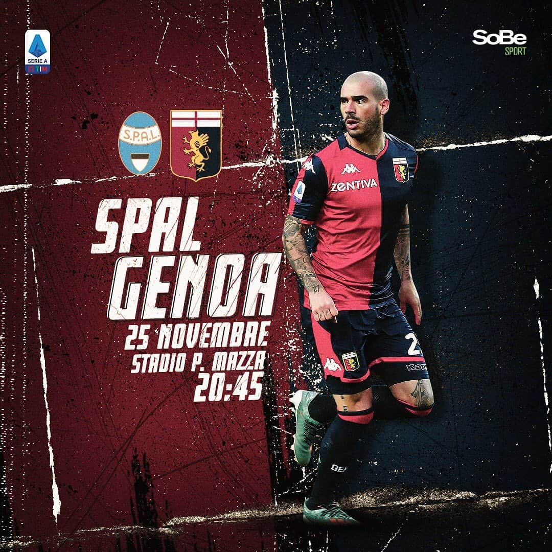 ステファノ・ストゥラーロのインスタグラム：「#Matchday @spalferrara @genoacfcofficial #seriea @seriea 🔴🔵」