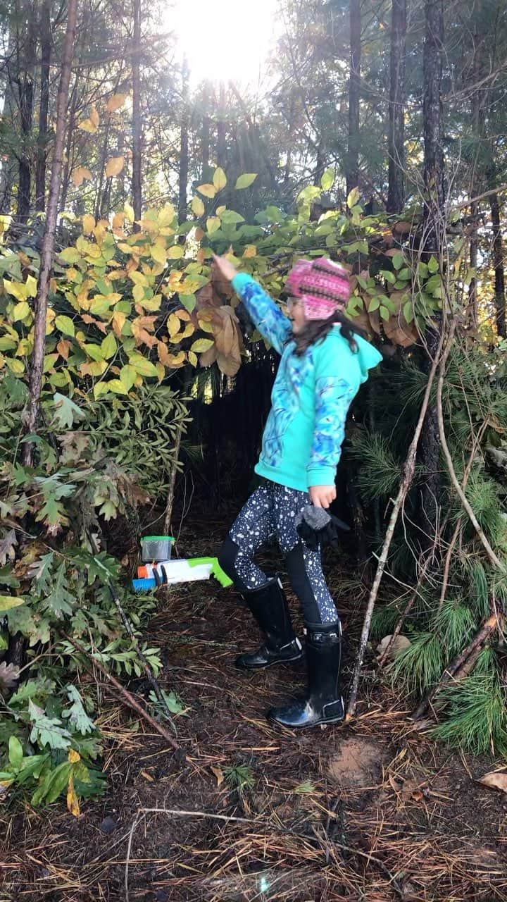 Angie Keiserのインスタグラム：「She’s expanded the shelter. Again. She’s planting crops. And she has a plan for birds and rodents 😆」