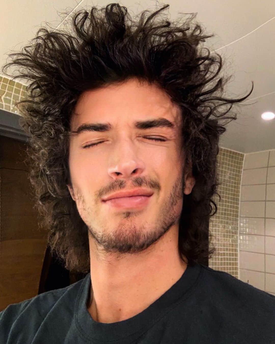 ジュリアン・ペレッタのインスタグラム：「if you woke up like this with hair like that how would you feel !」