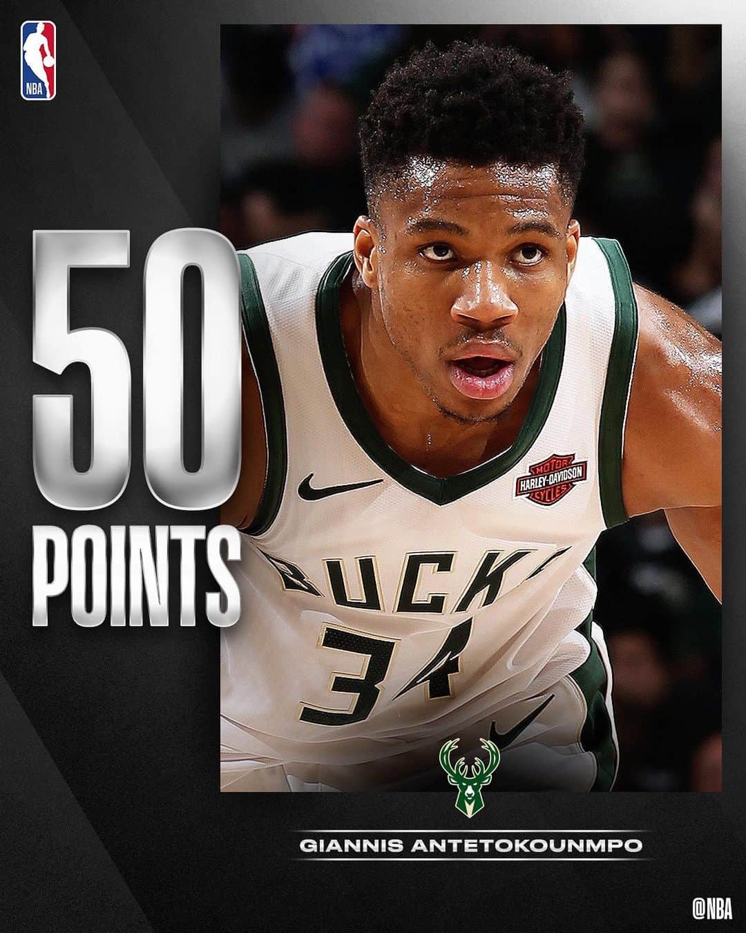 NBAさんのインスタグラム写真 - (NBAInstagram)「@giannis_an34 puts up FIFTY (with 14r & 6a) to lead the @bucks at home!」11月26日 12時45分 - nba